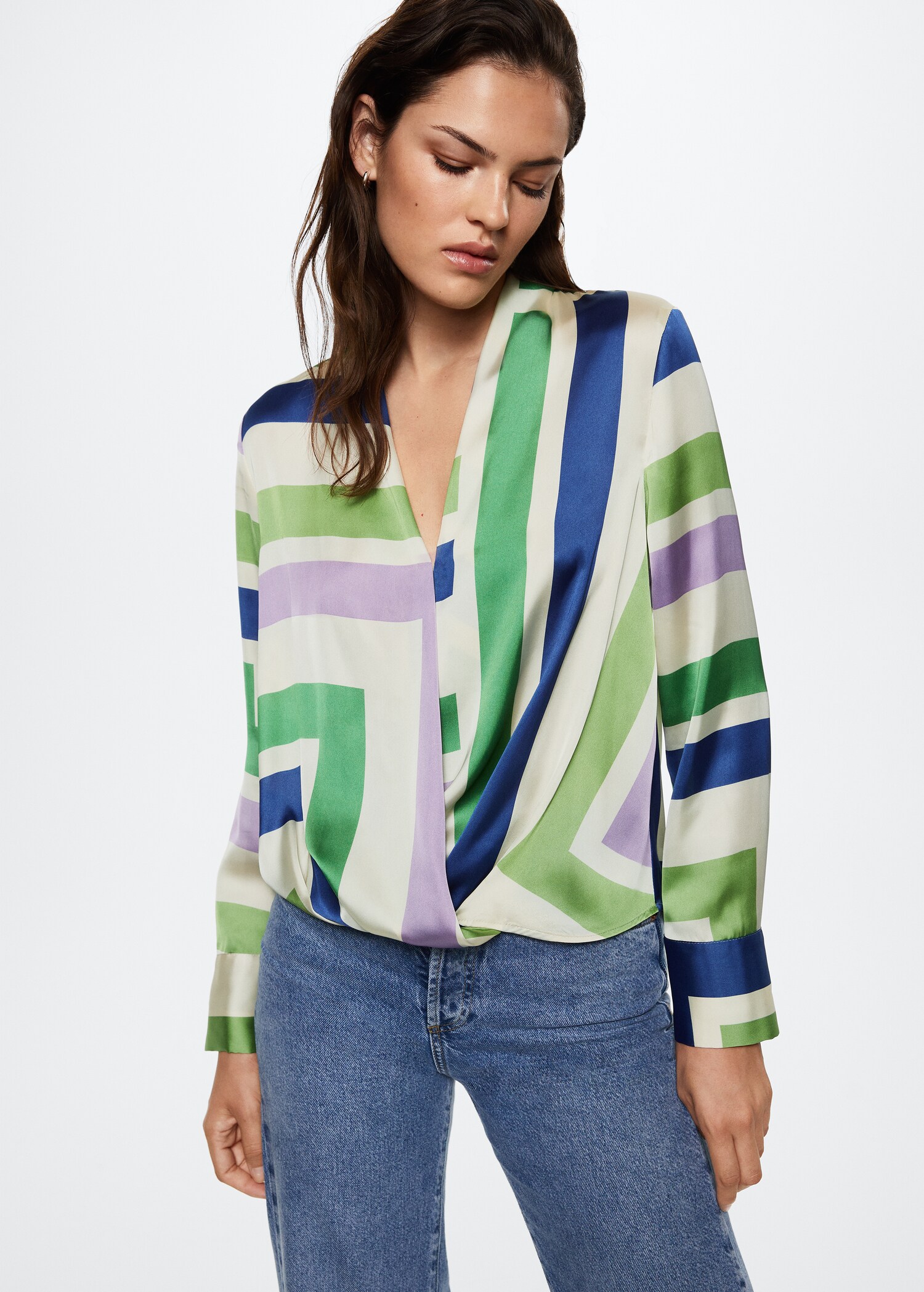 Striped wrap blouse - Medium plane