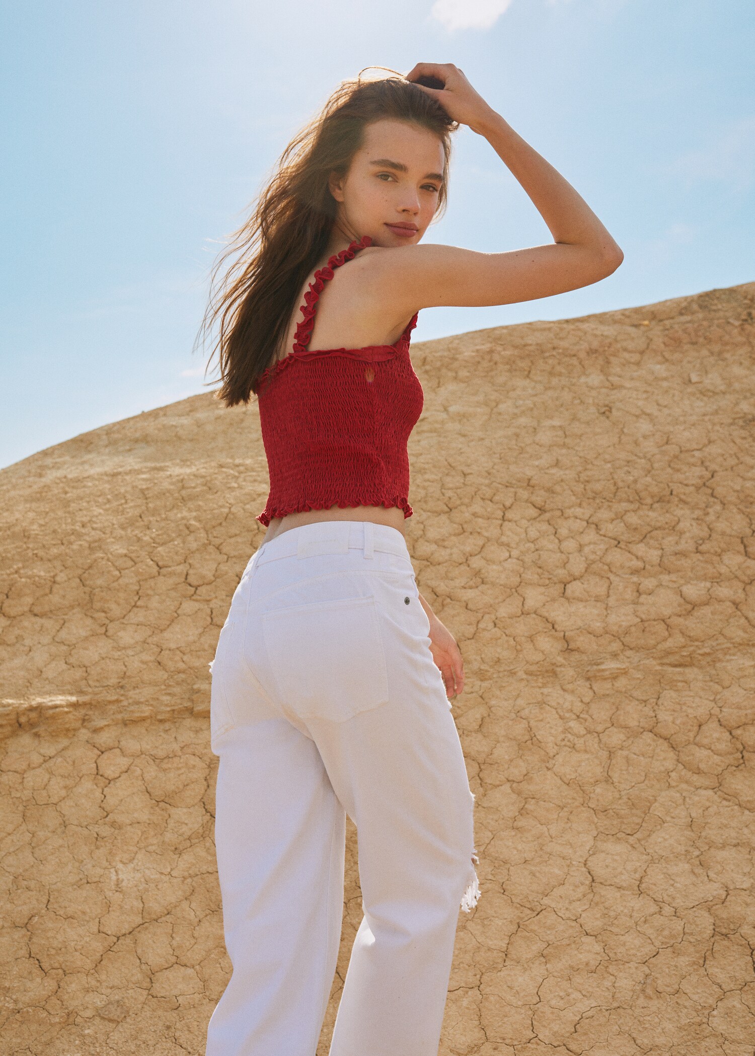 Straight-fit decorative rips jeans - Details of the article 6