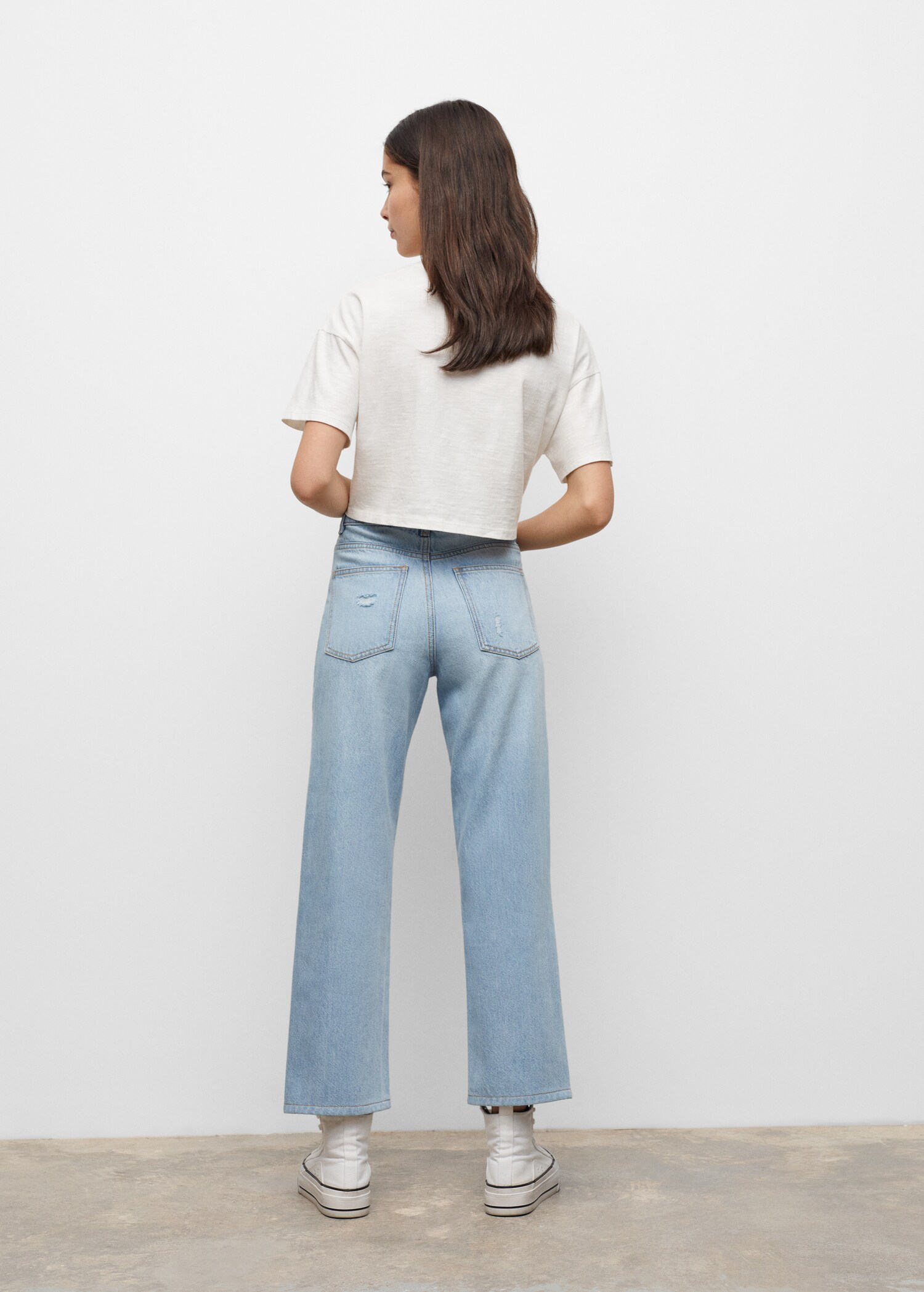 Straight-fit decorative rips jeans - Reverse of the article