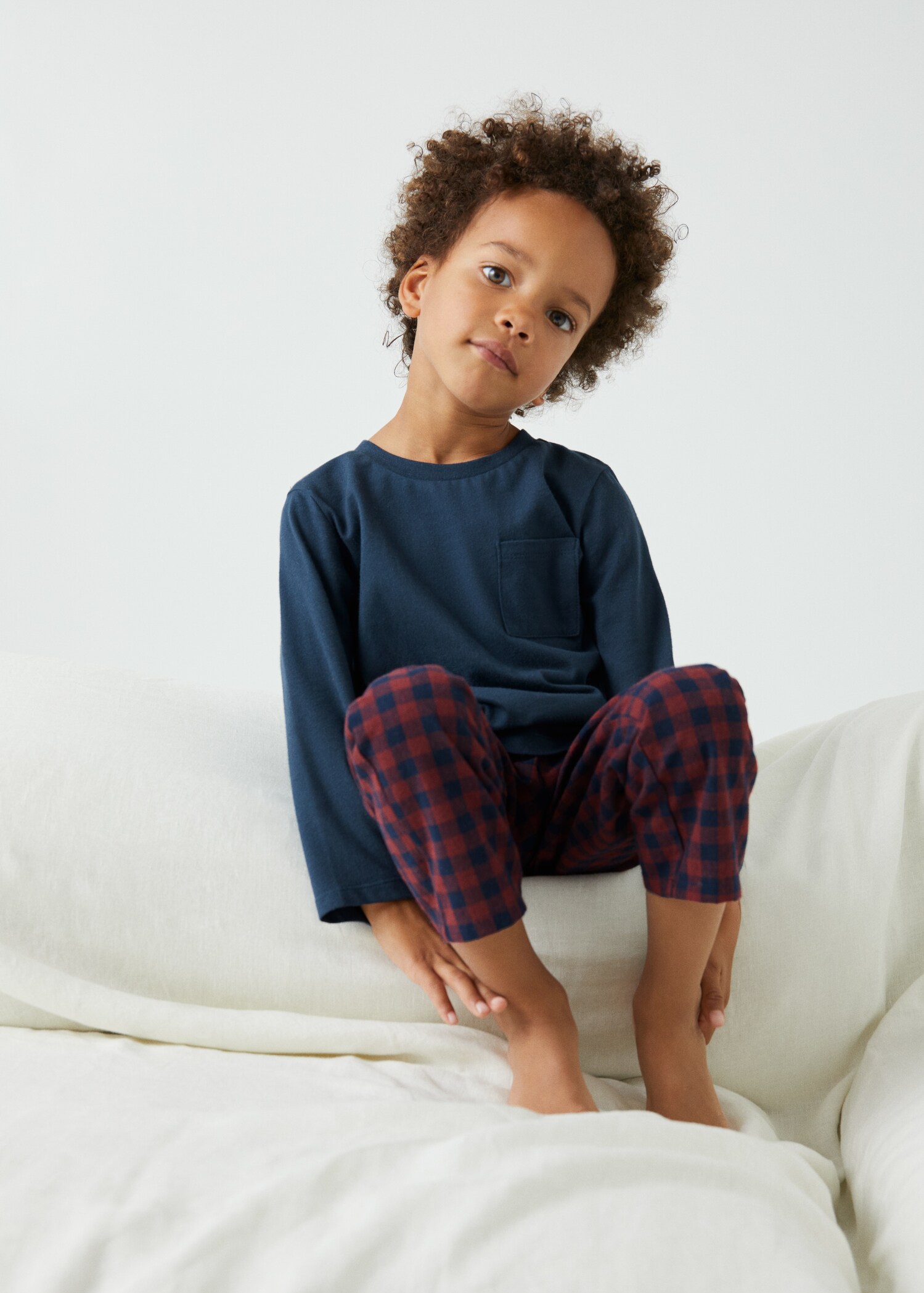 Two-pieces check long pyjamas - Medium plane