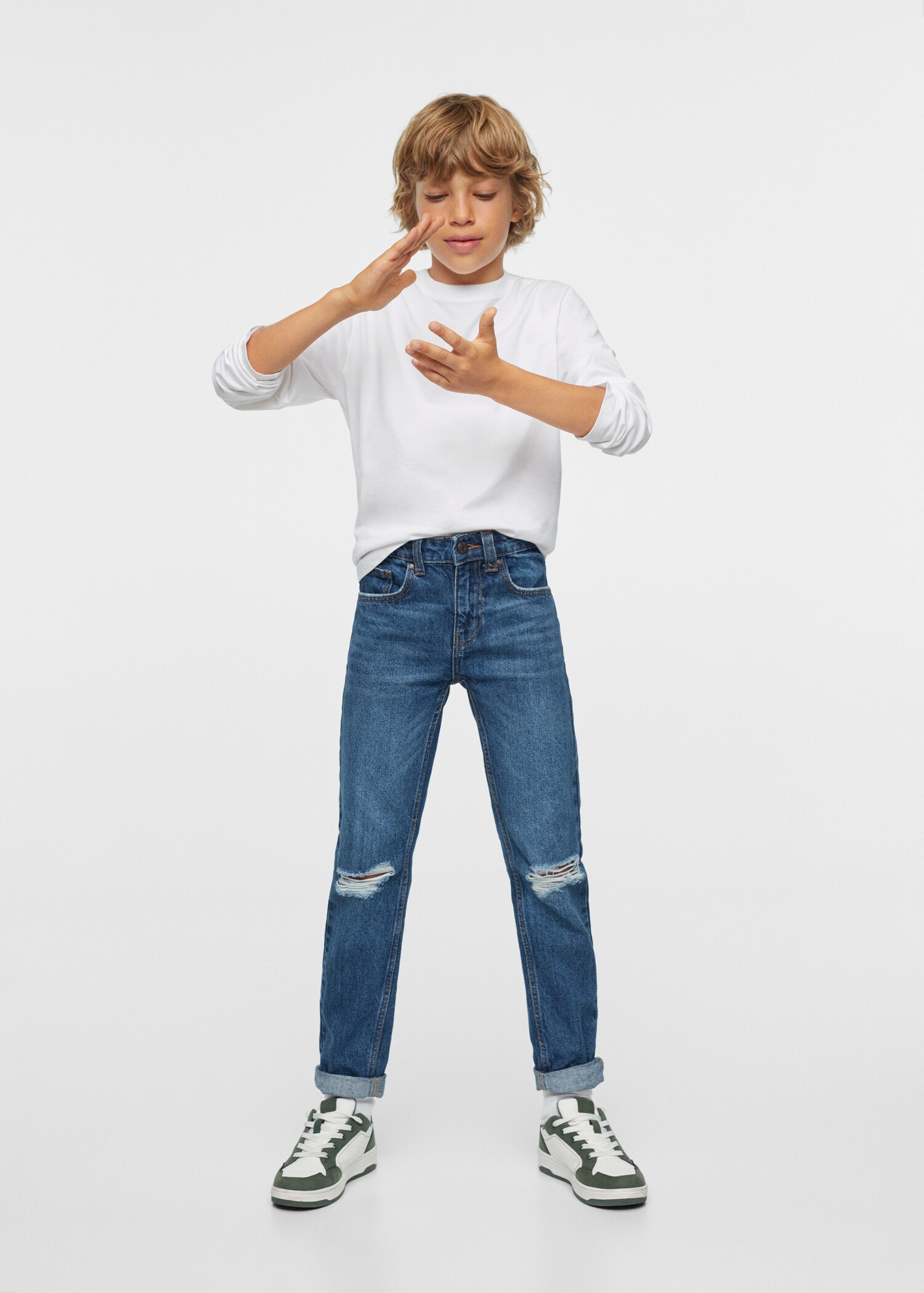 Dad decorative ripped jeans - Medium plane