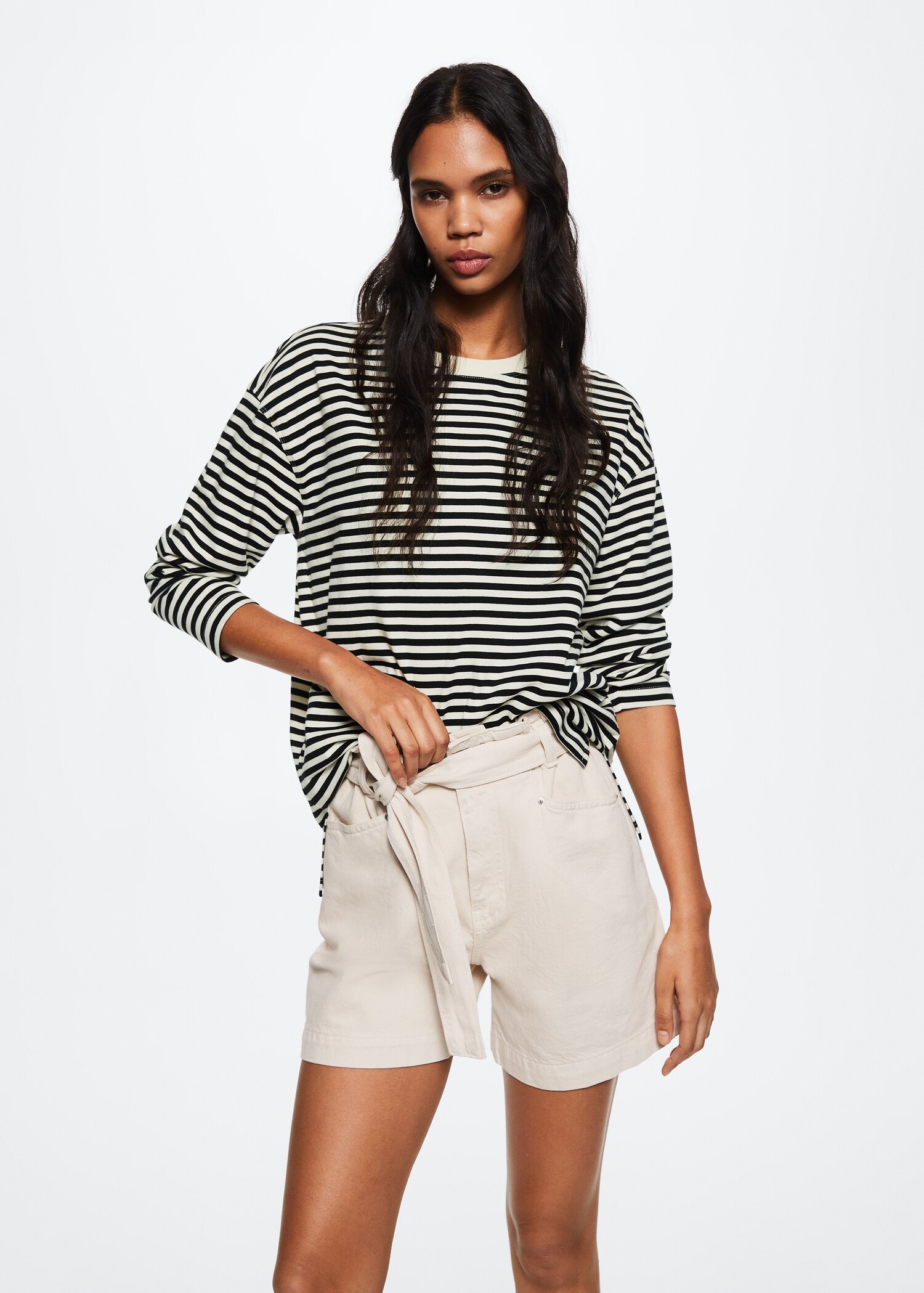 Striped cotton T-shirt - Medium plane