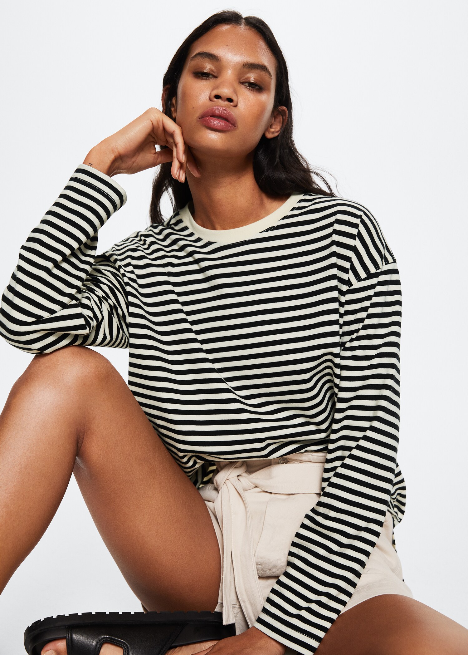 Striped cotton T-shirt - Details of the article 1