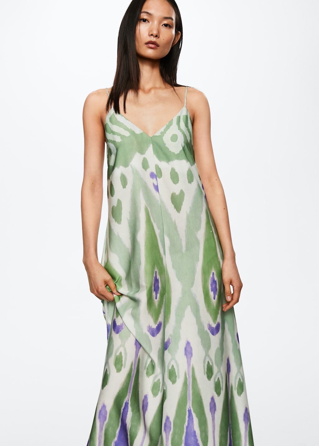Printed satin dress - Women | MANGO Syria