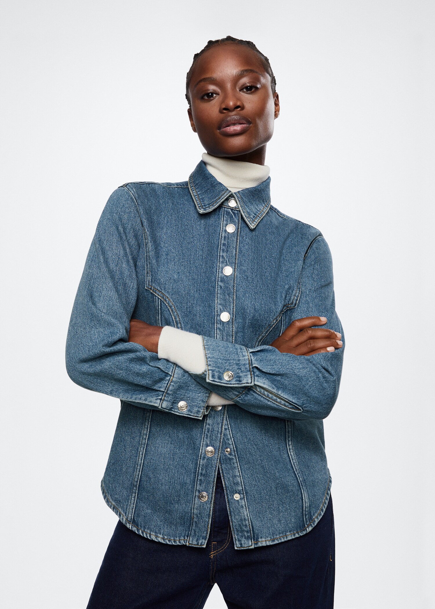 Camisa denim algodón - Plano medio