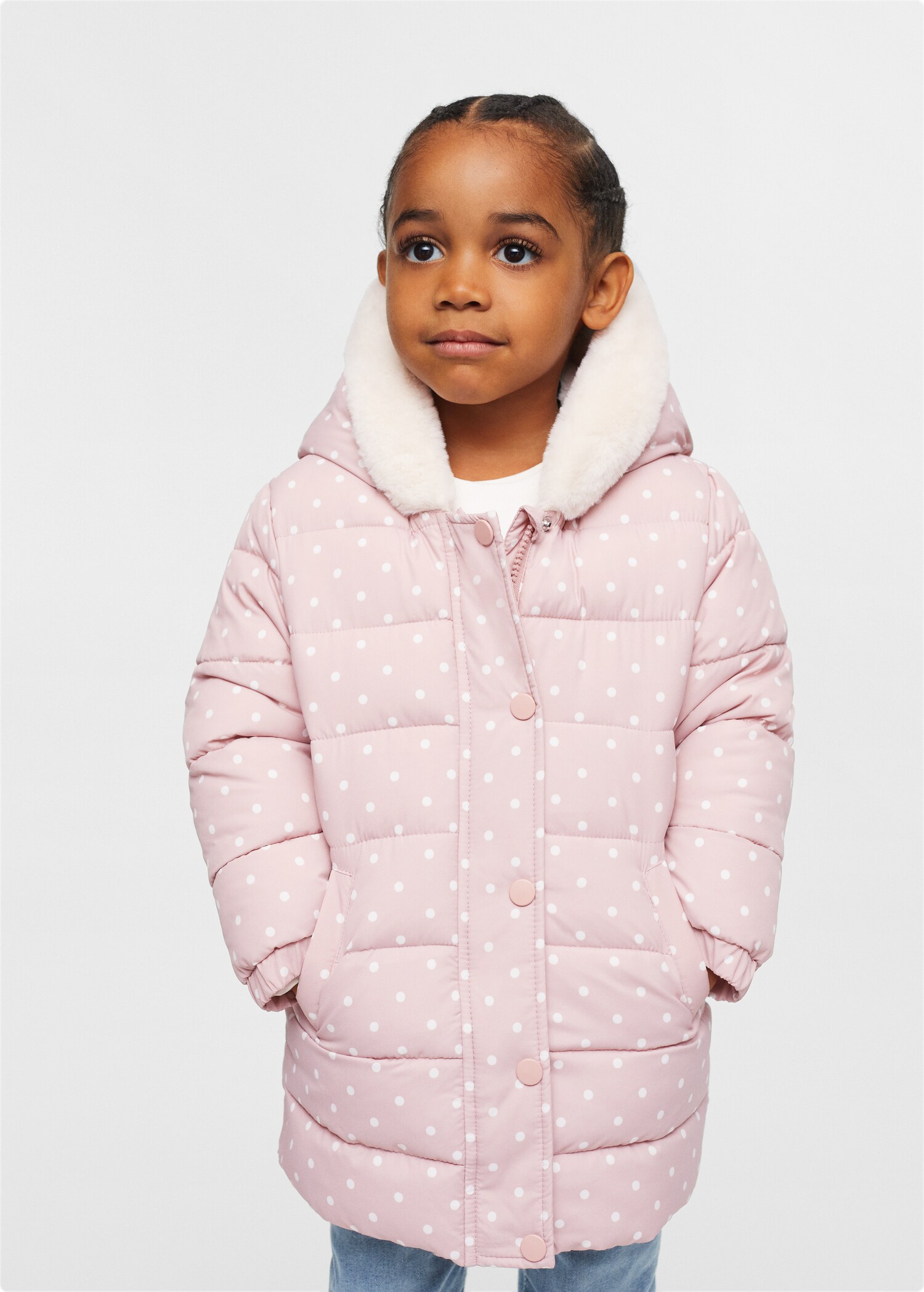 Faux-fur quilted coat - Medium plane