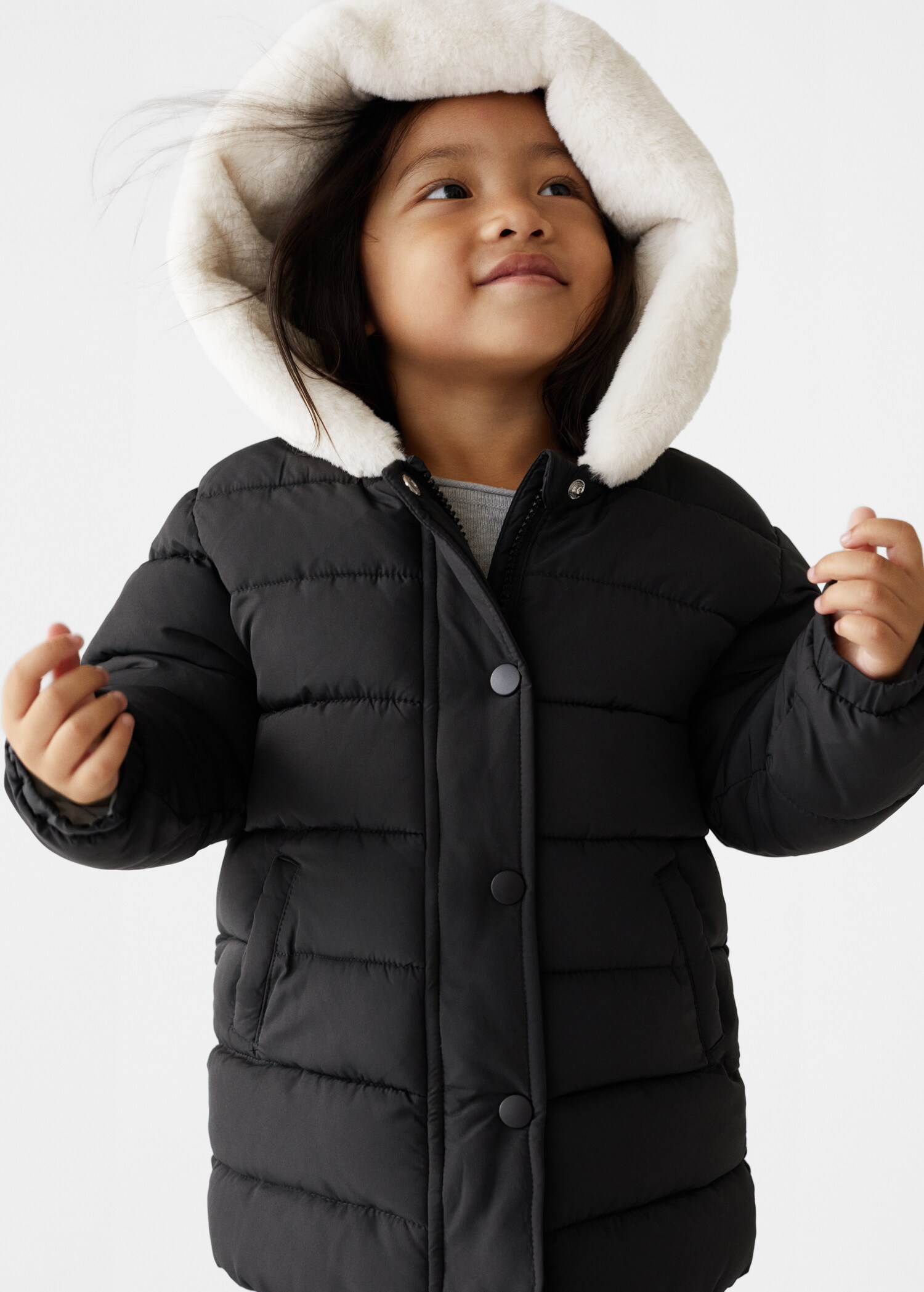 Faux-fur quilted coat - Medium plane