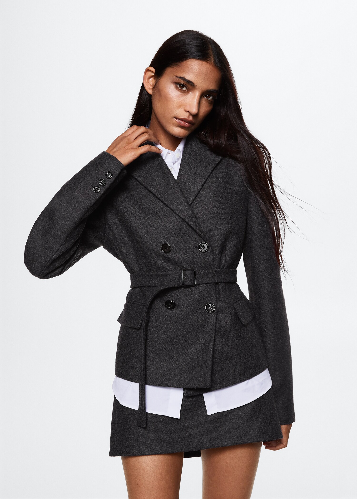 Wool jacket with belt - Medium plane