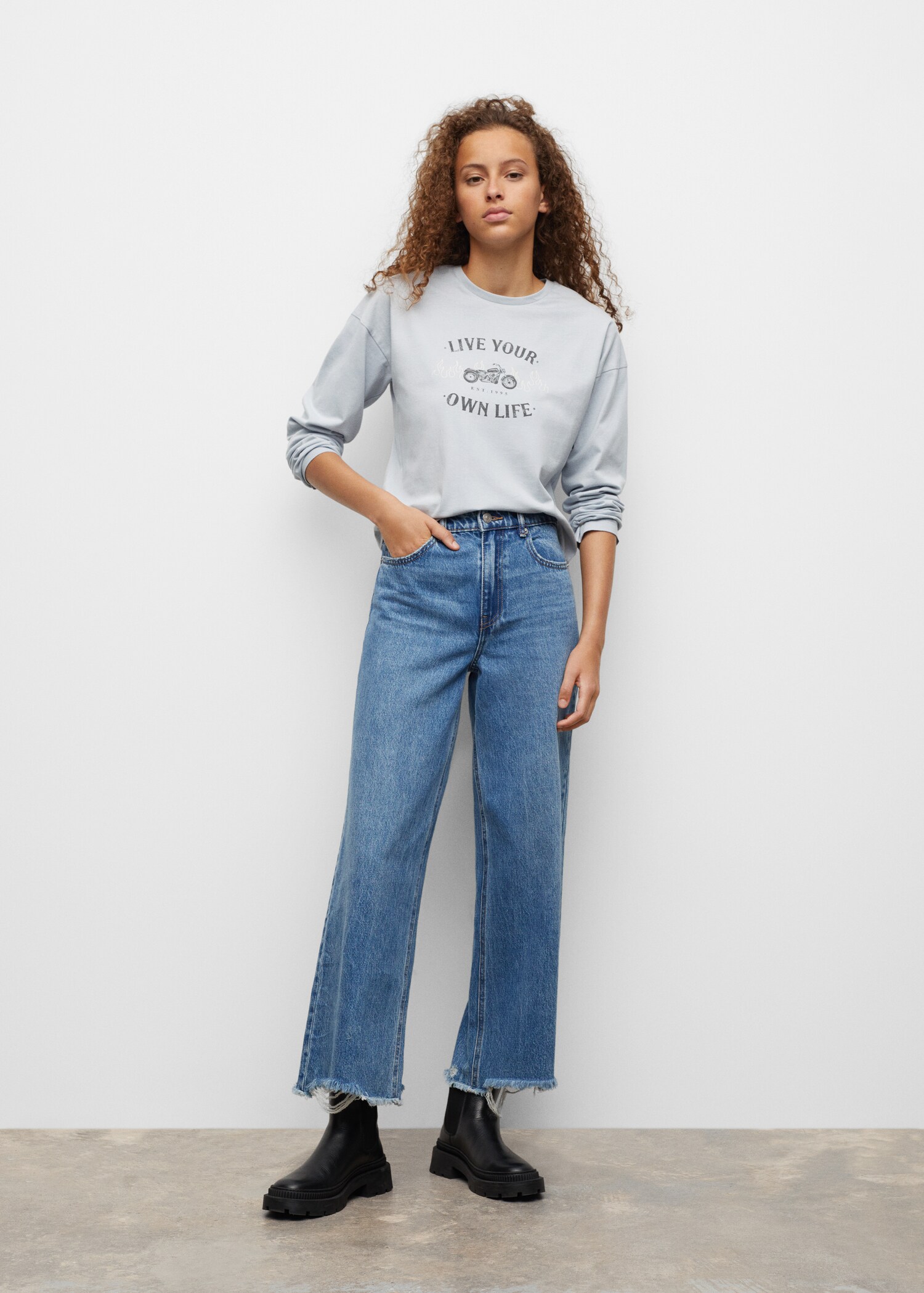 Printed long sleeve t-shirt - Medium plane