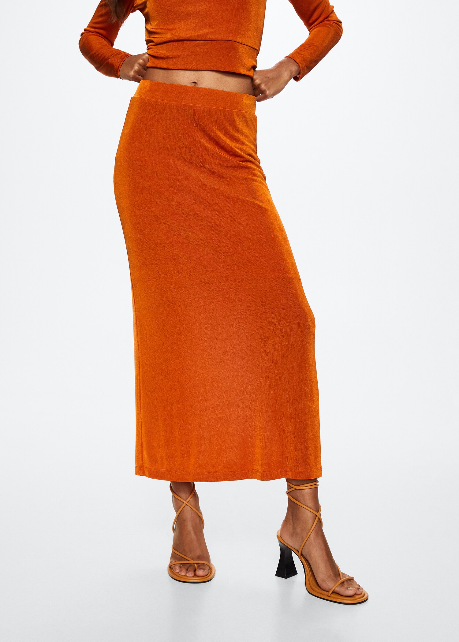 Midi satin skirt - Medium plane