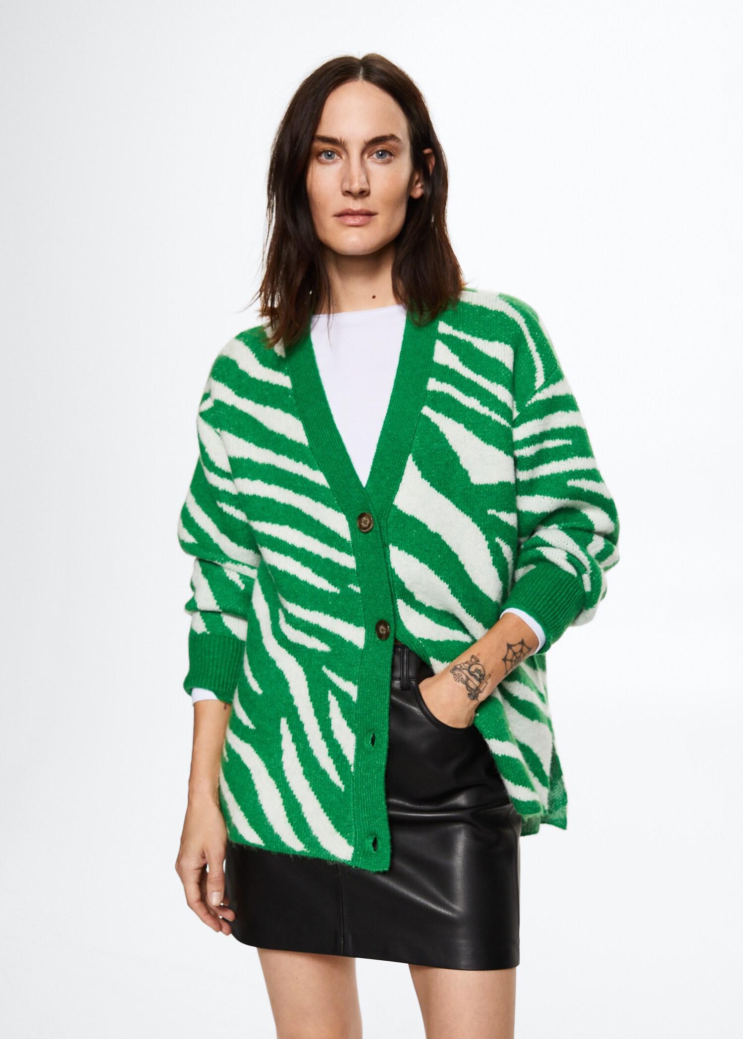 Cardigan en imprimé animal - Plan moyen
