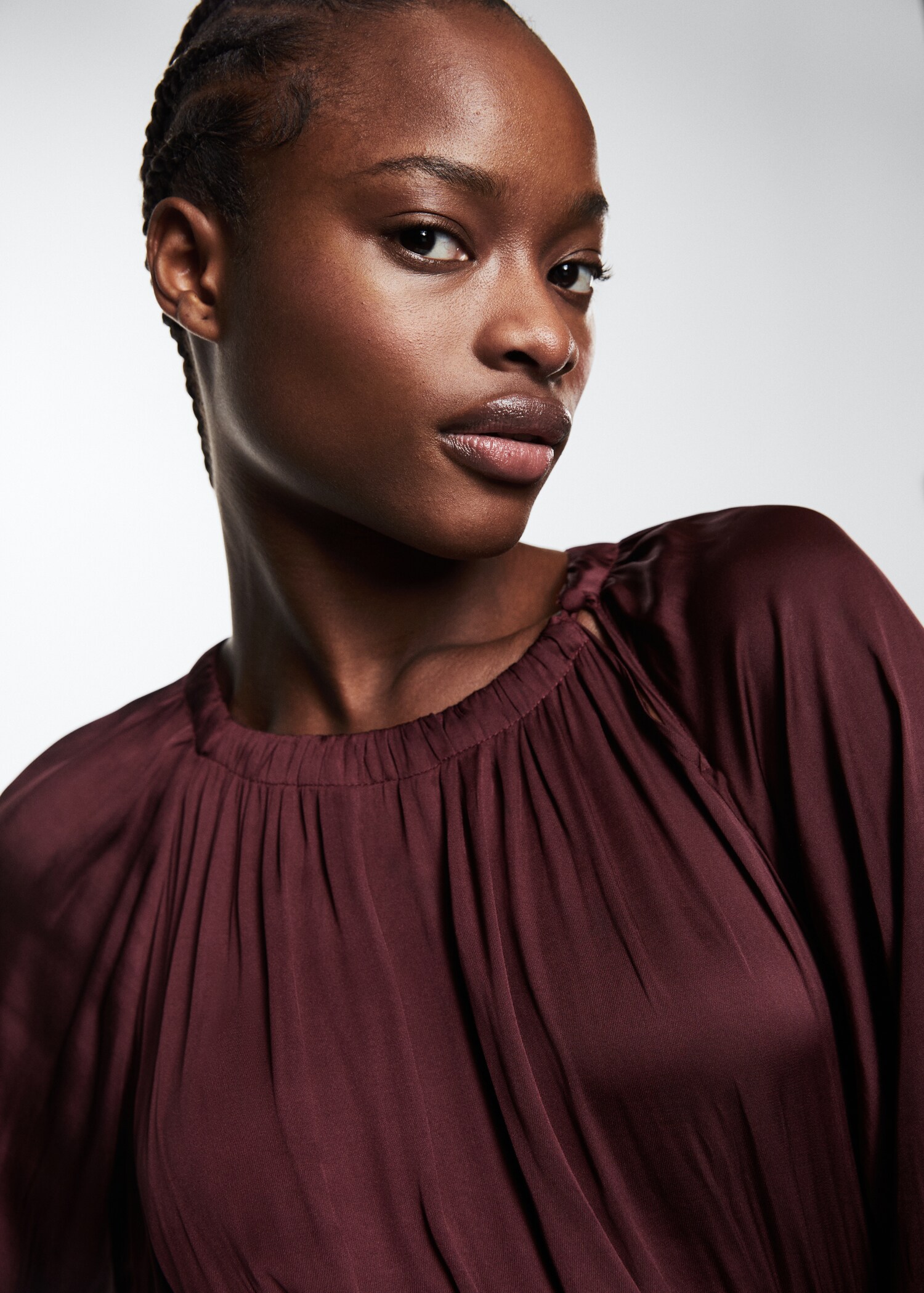 Pleated satin dress - Details of the article 1