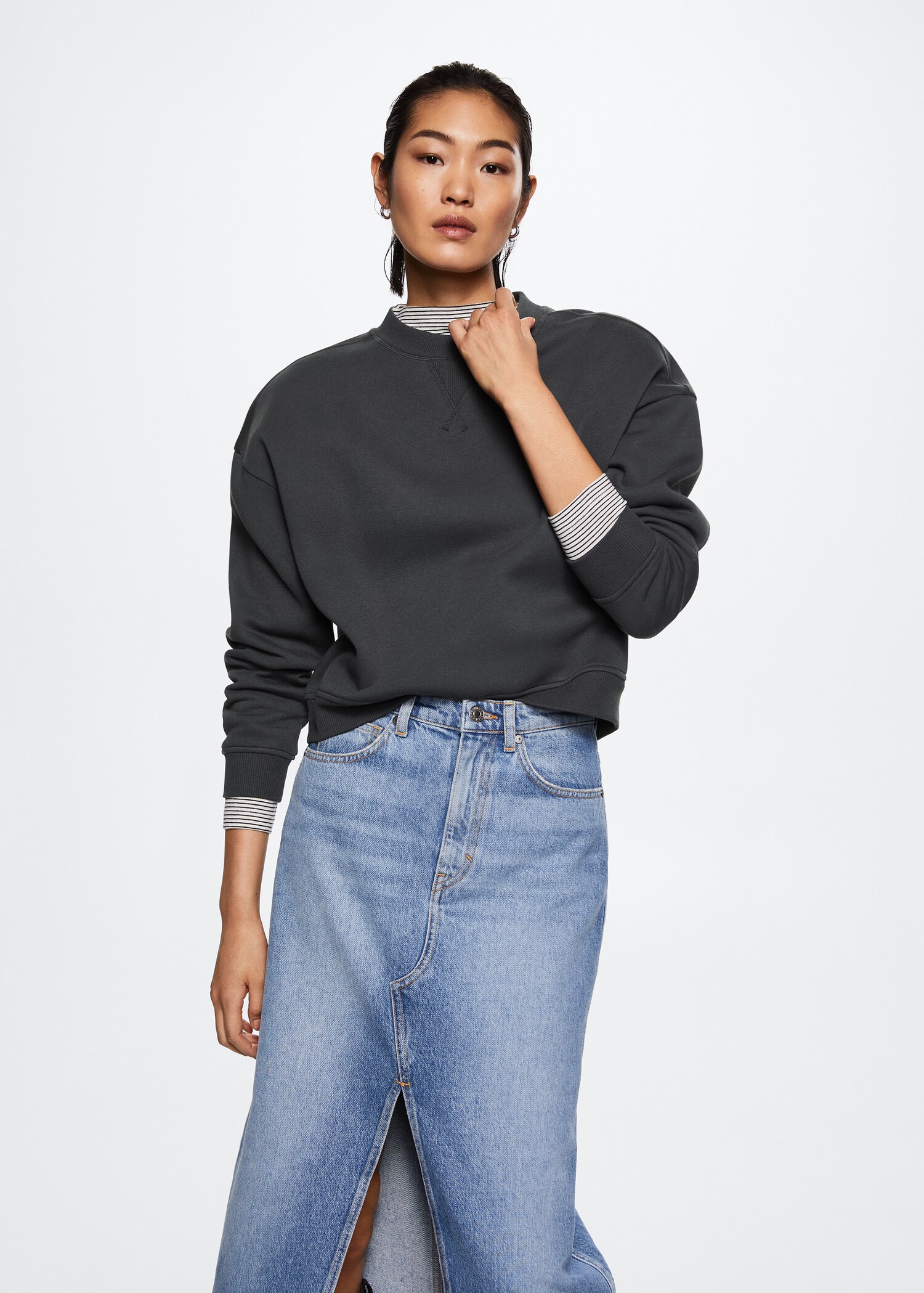 Ribbed endings sweatshirt - Medium plane