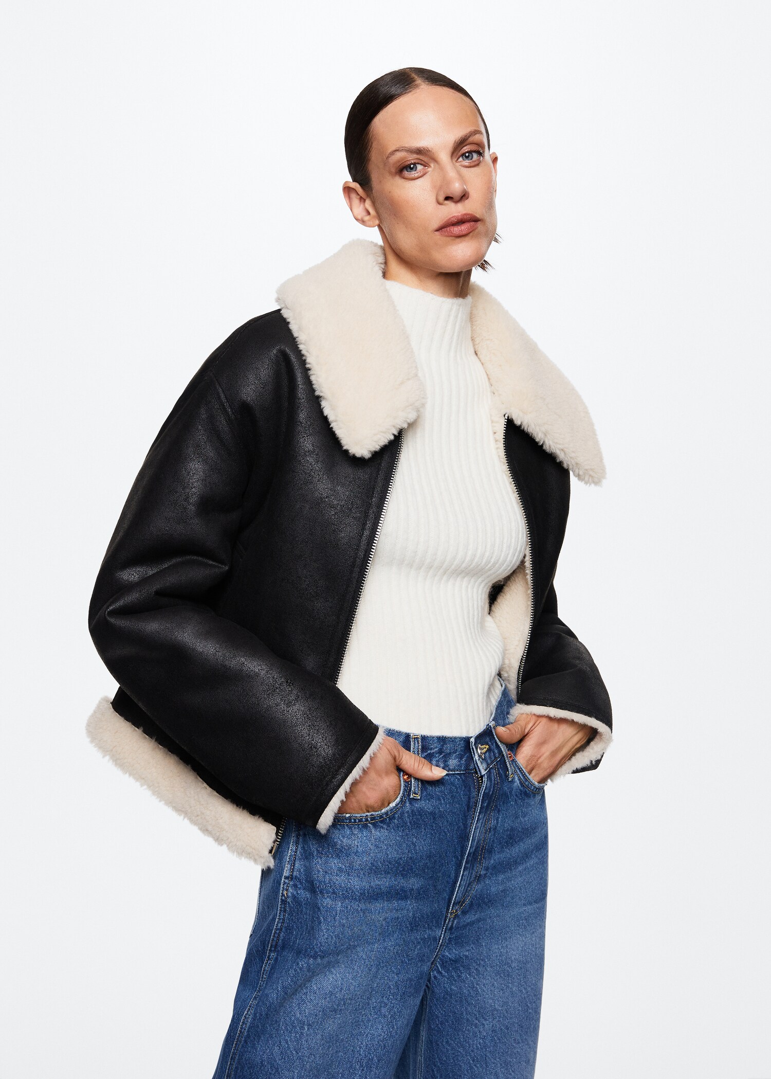 Shearling collar jacket - Medium plane