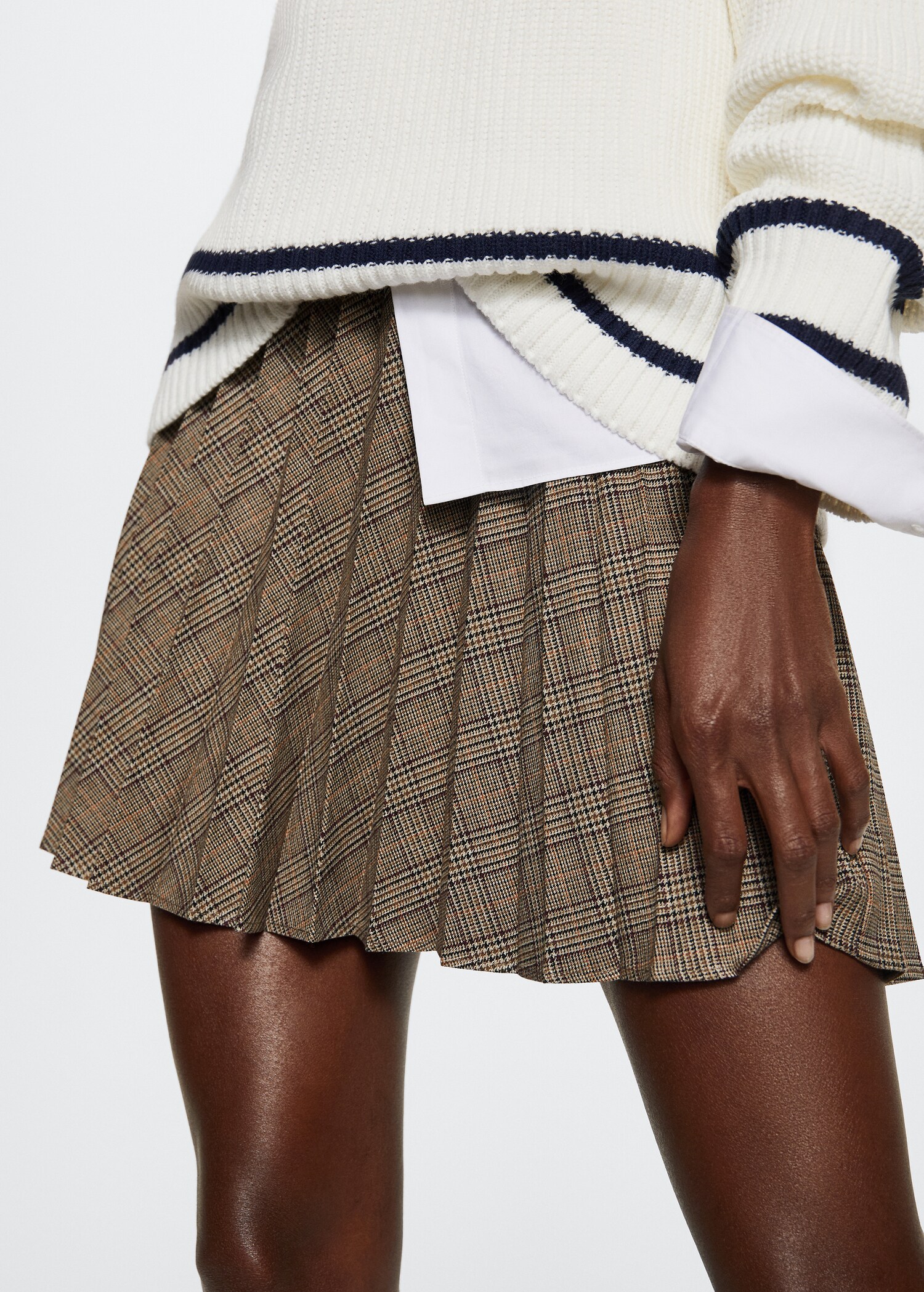 Pleated check skirt - Medium plane