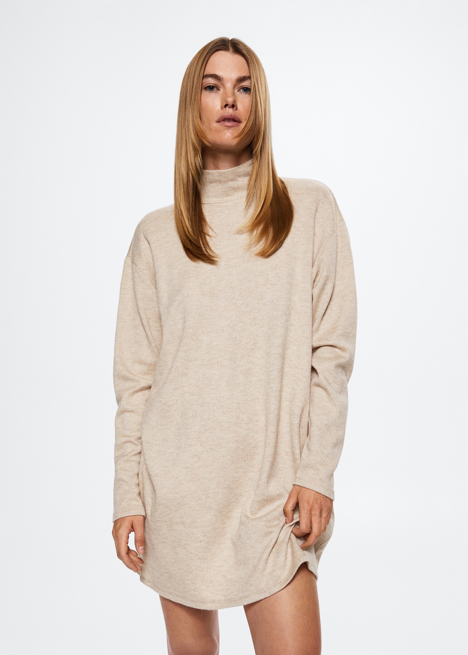 Ribbed turtleneck dress  - Medium plane