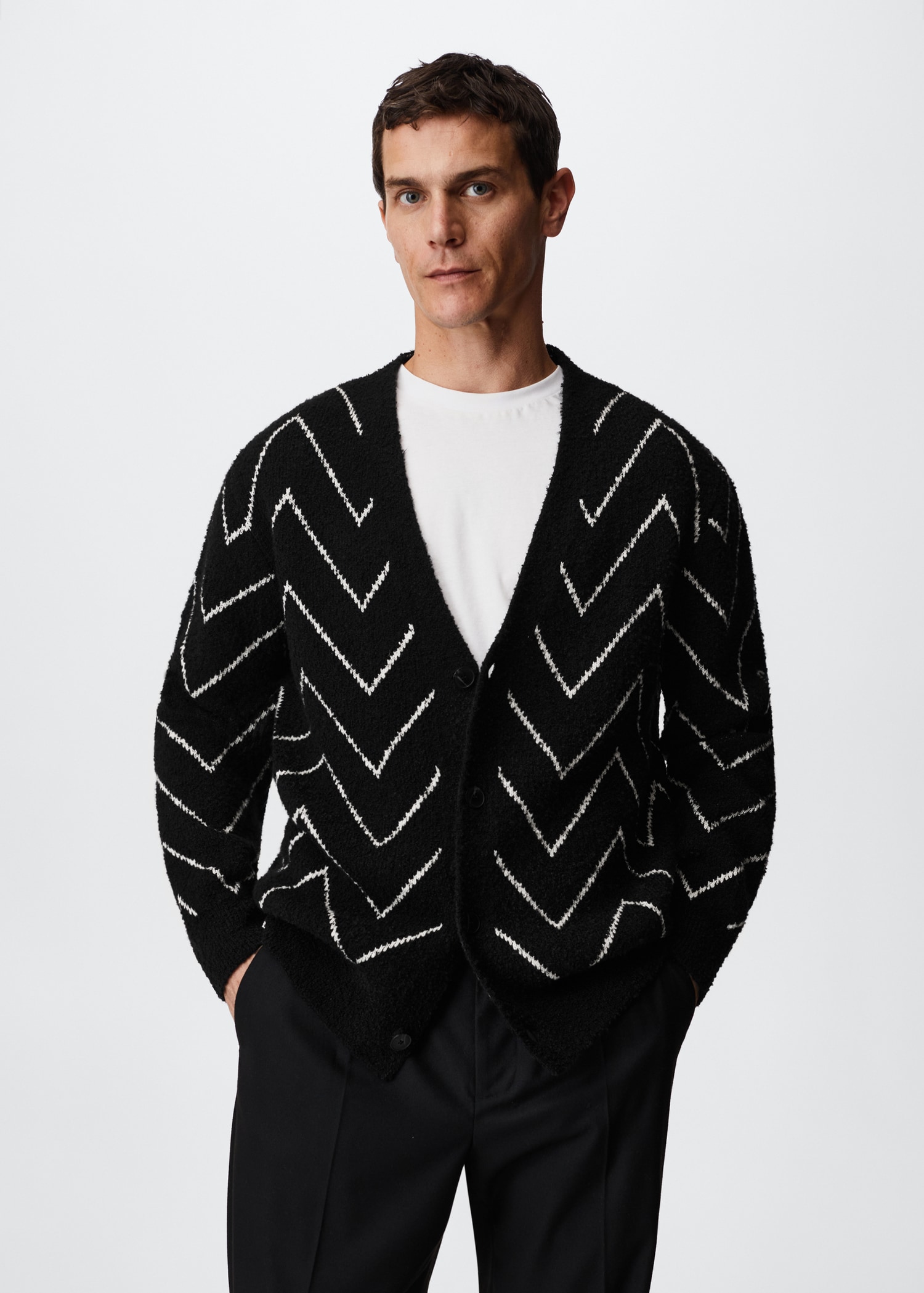 Jacquard cotton cardigan - Medium plane