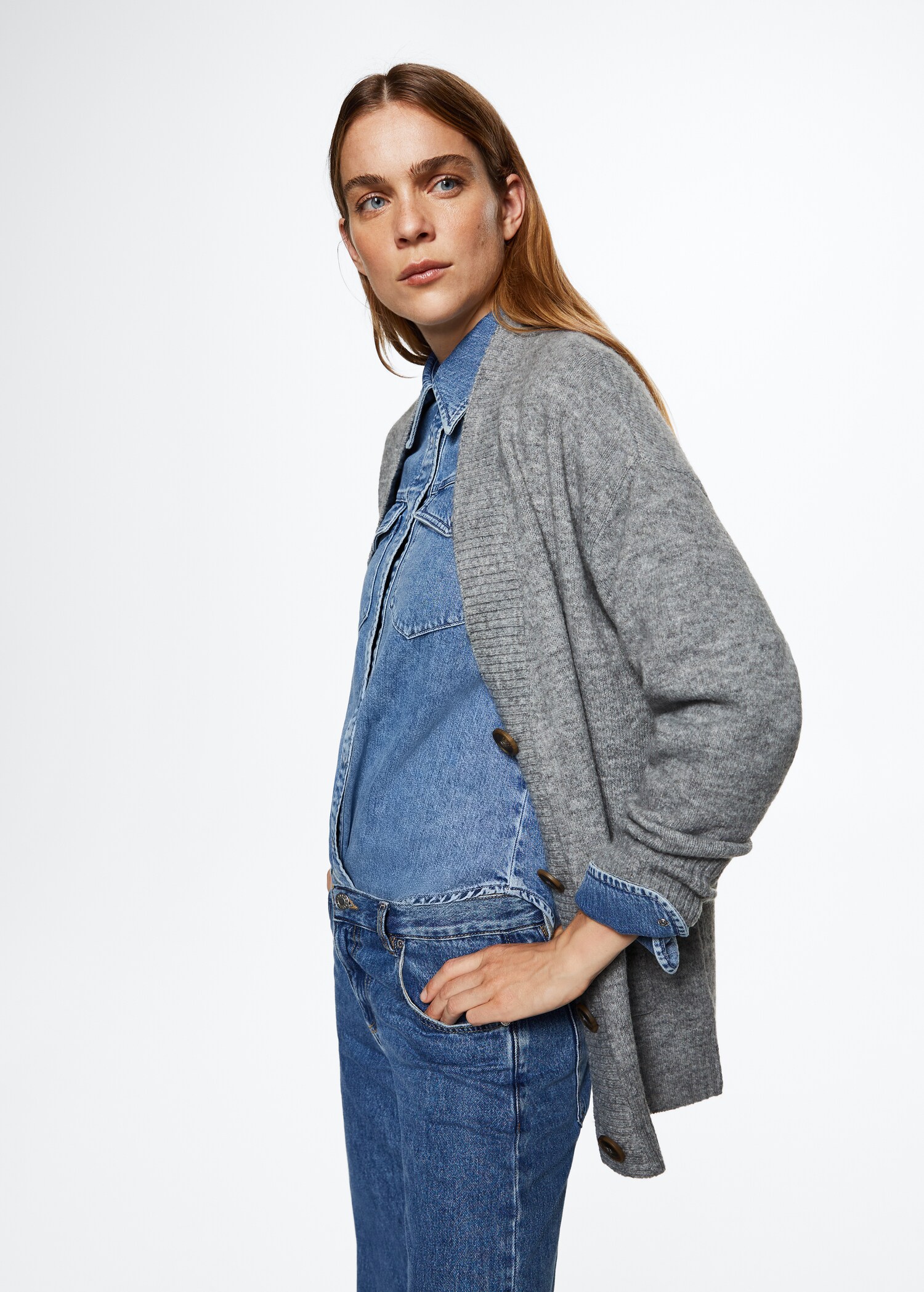 Oversized cardigan with buttons - Medium plane