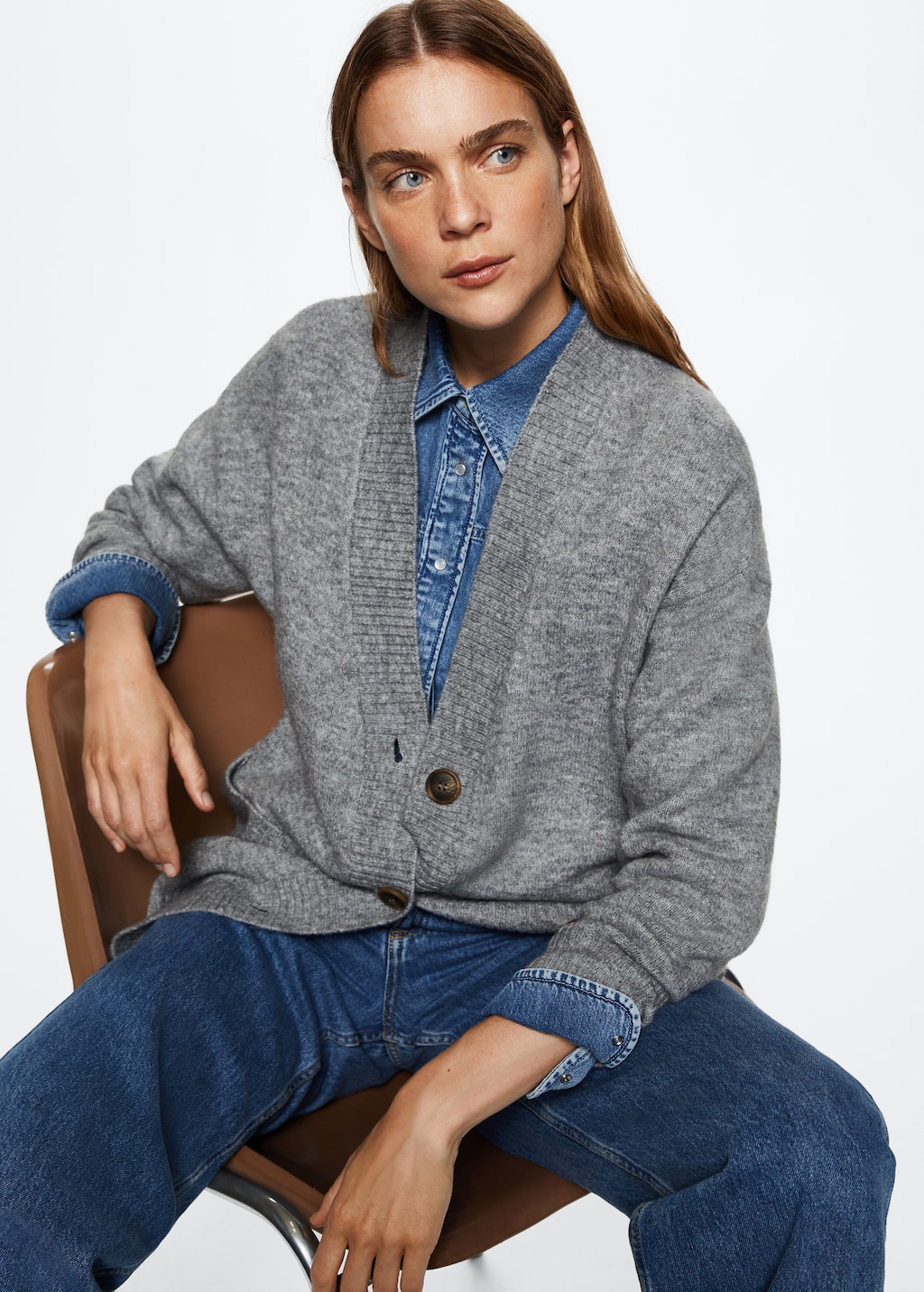 Oversized cardigan with buttons Women MANGO Azerbaijan