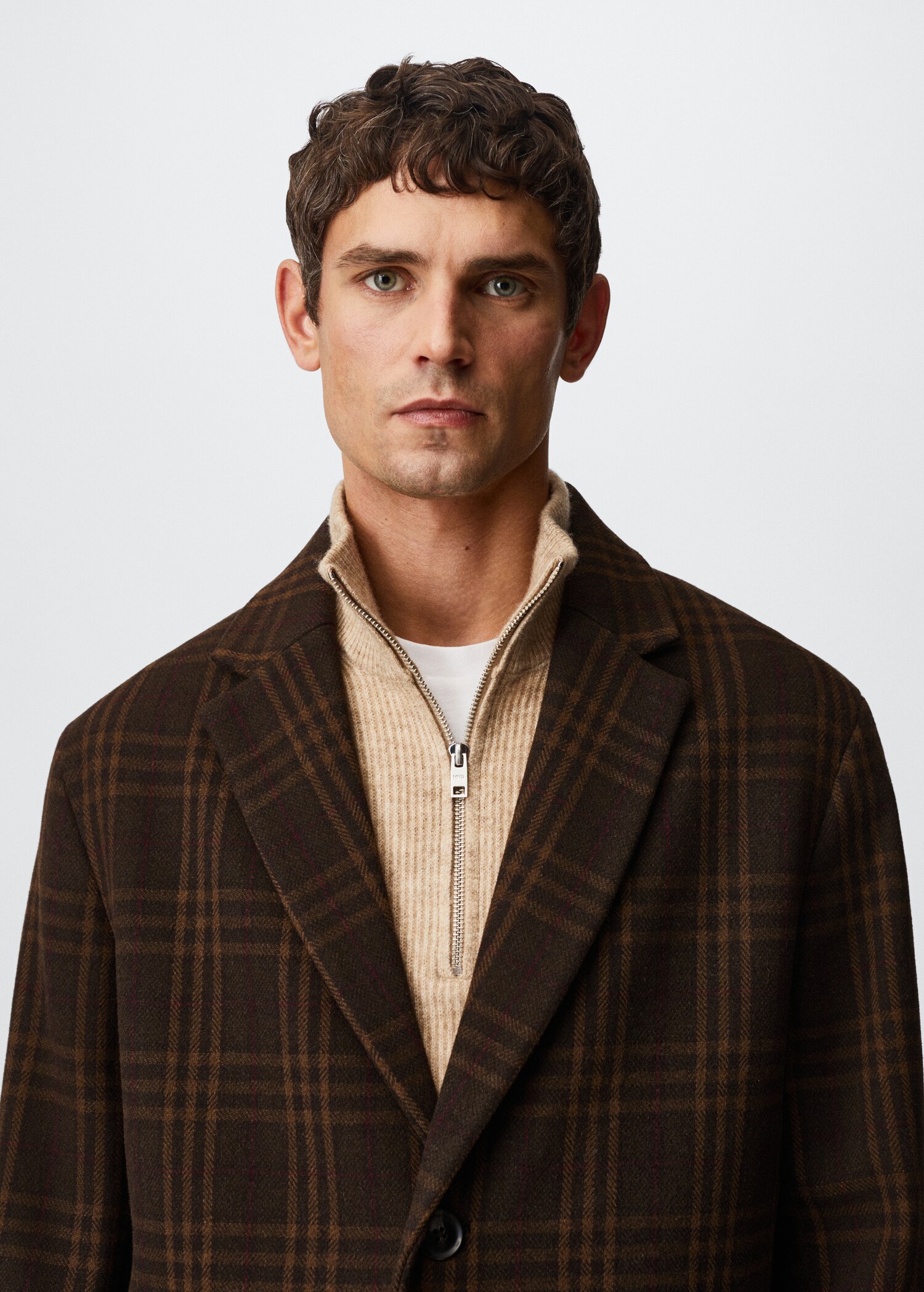 Oversized check wool coat - Details of the article 1