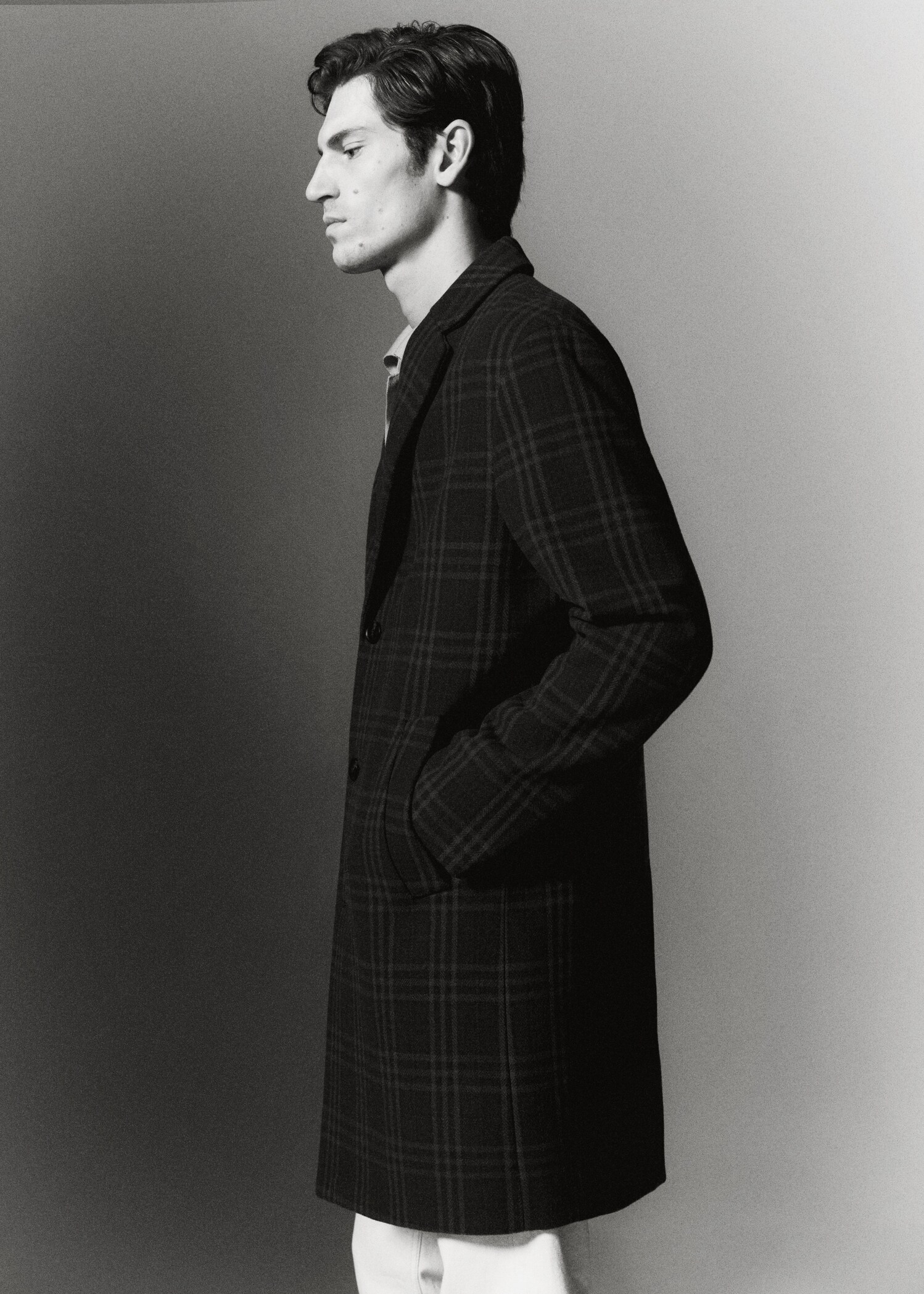 Oversized check wool coat - Details of the article 5