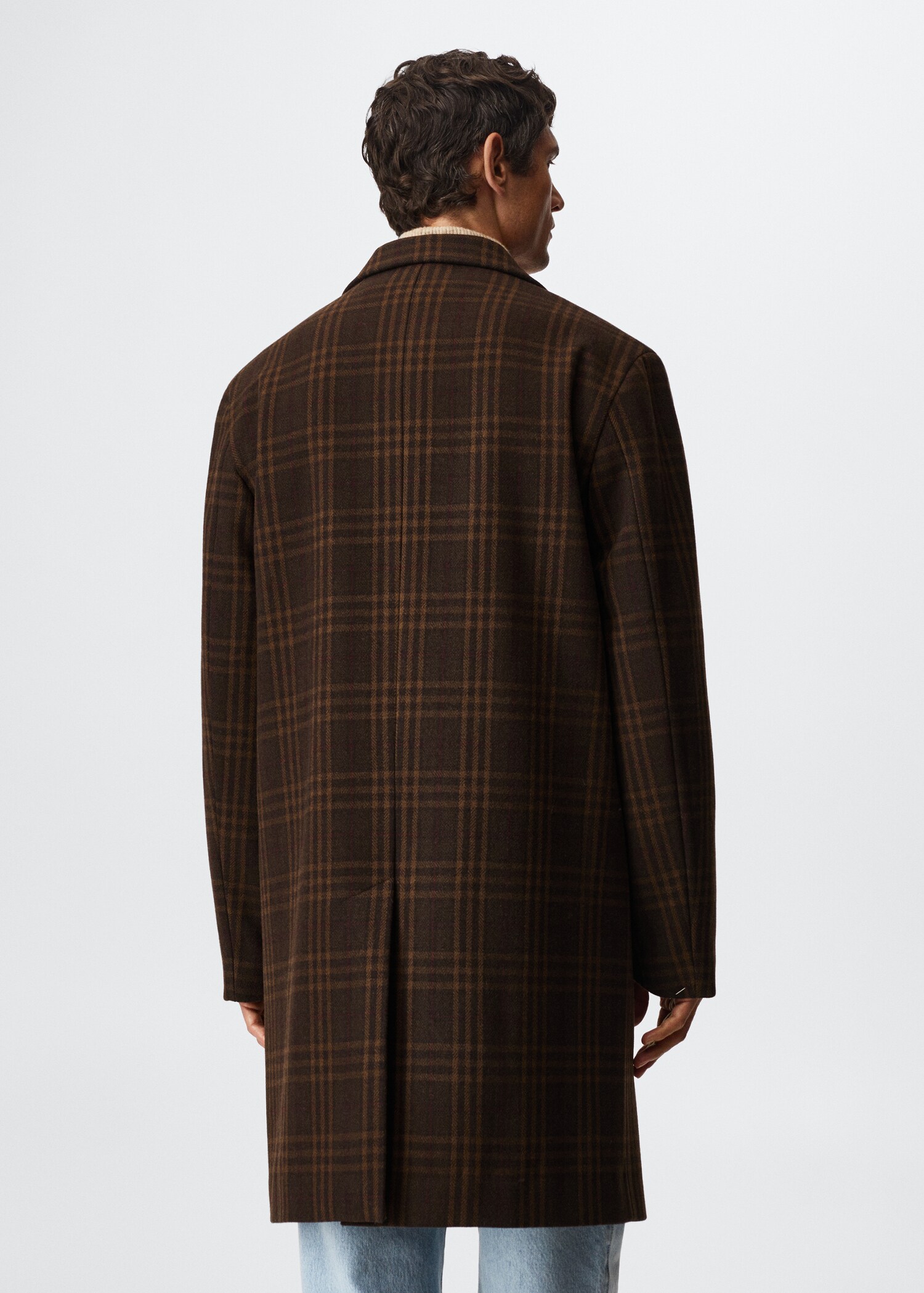 Oversized check wool coat - Reverse of the article