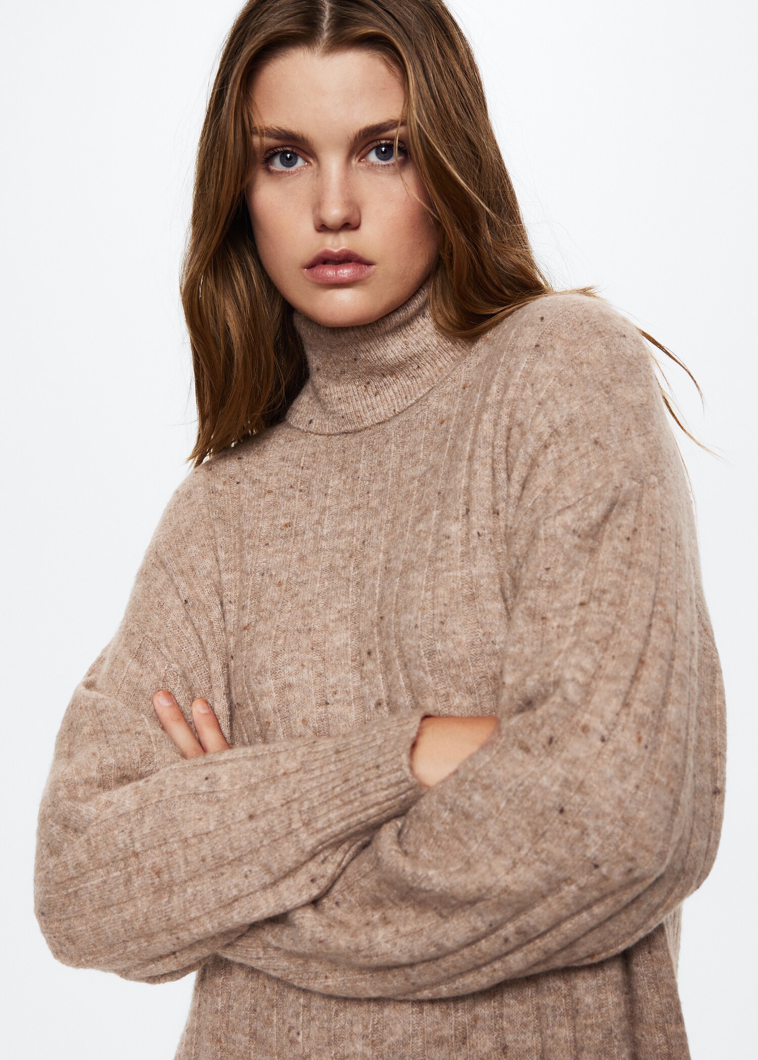 Ribbed turtleneck dress  - Medium plane