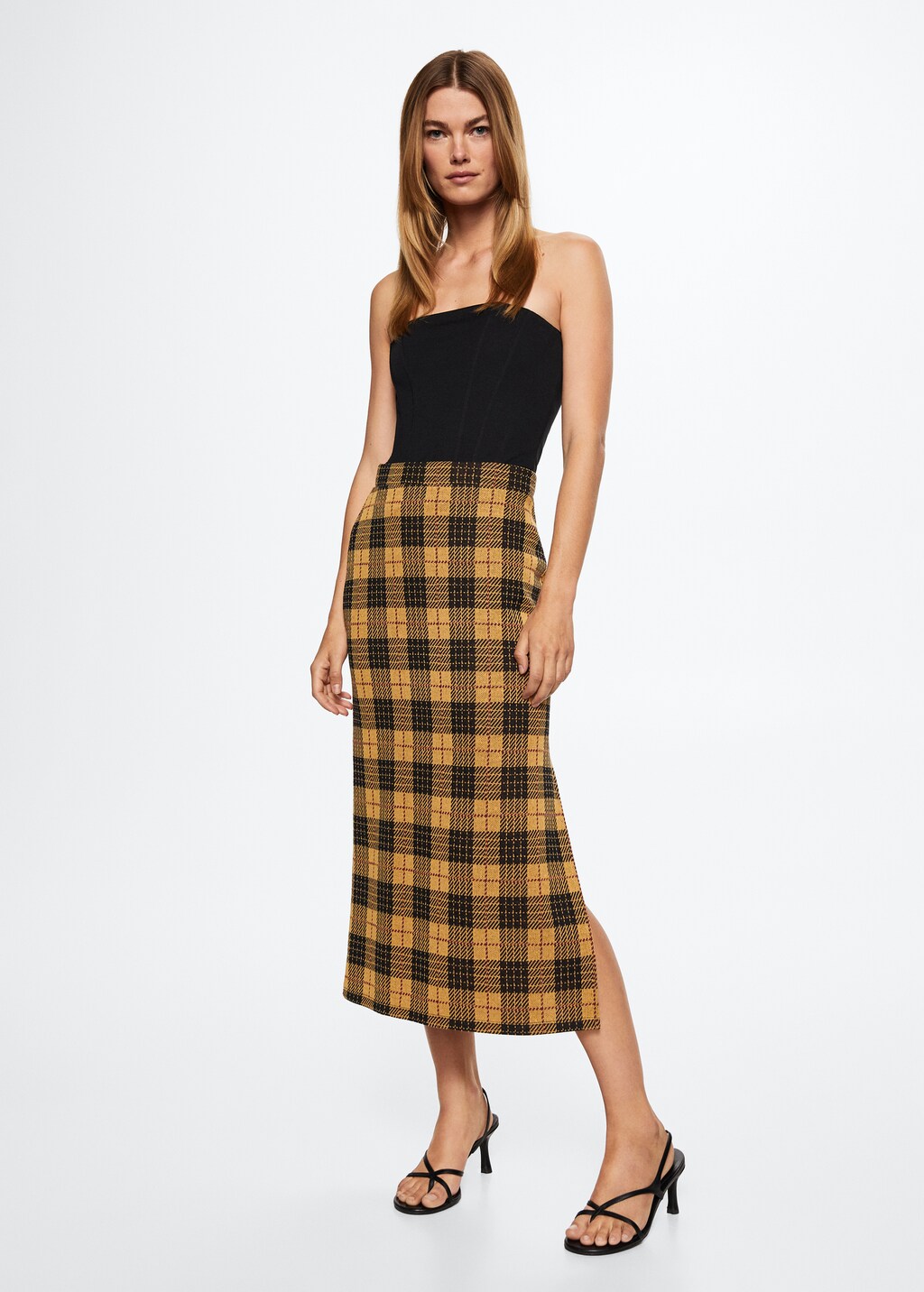 Check pencil skirt