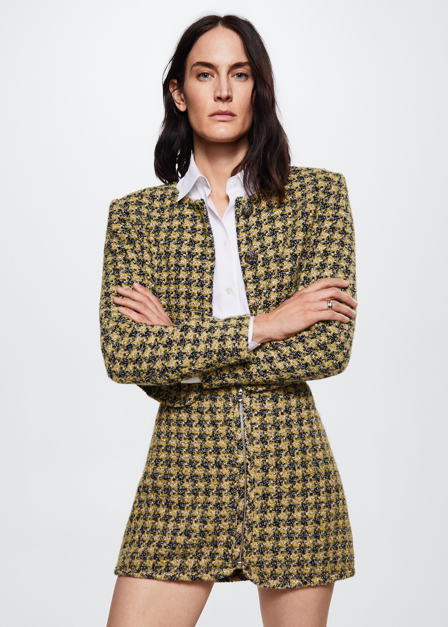 Tweed jacket with jewel buttons - Medium plane