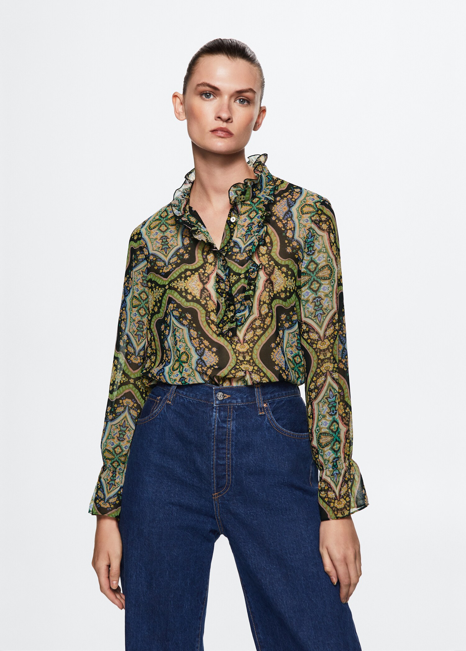 Blusa fluida estampada - Plano médio
