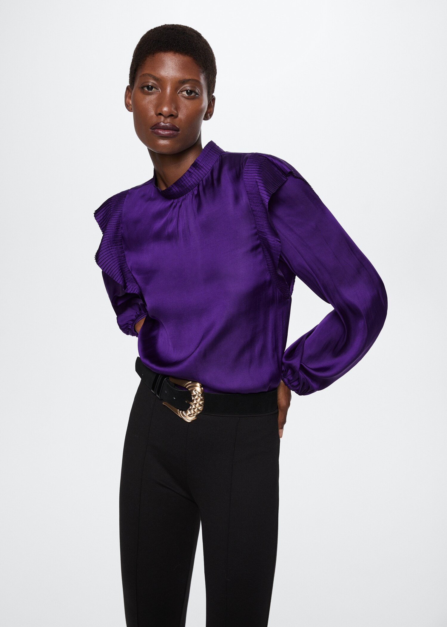 Ruffled satin blouse - Medium plane
