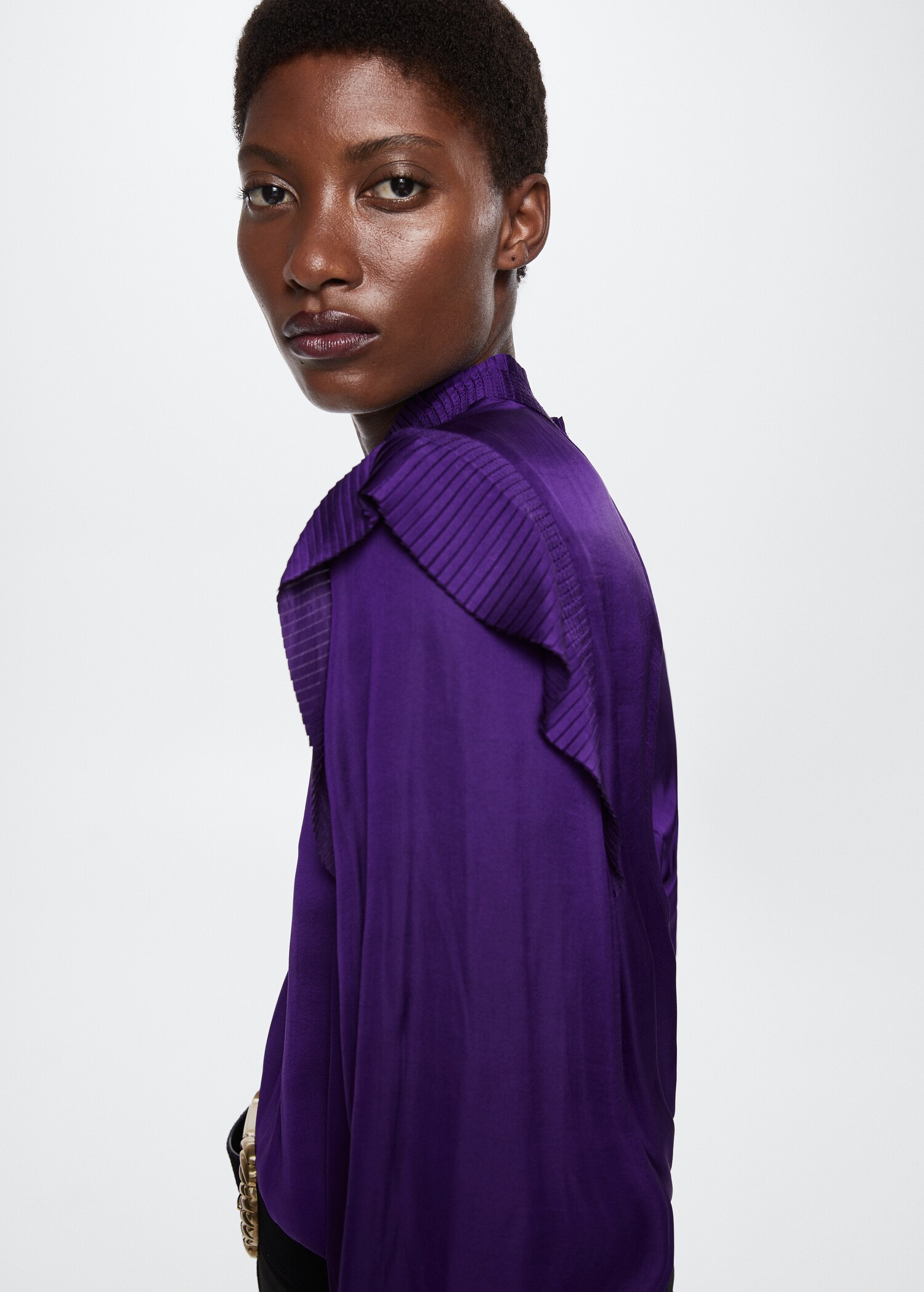 Ruffled satin blouse - Details of the article 1