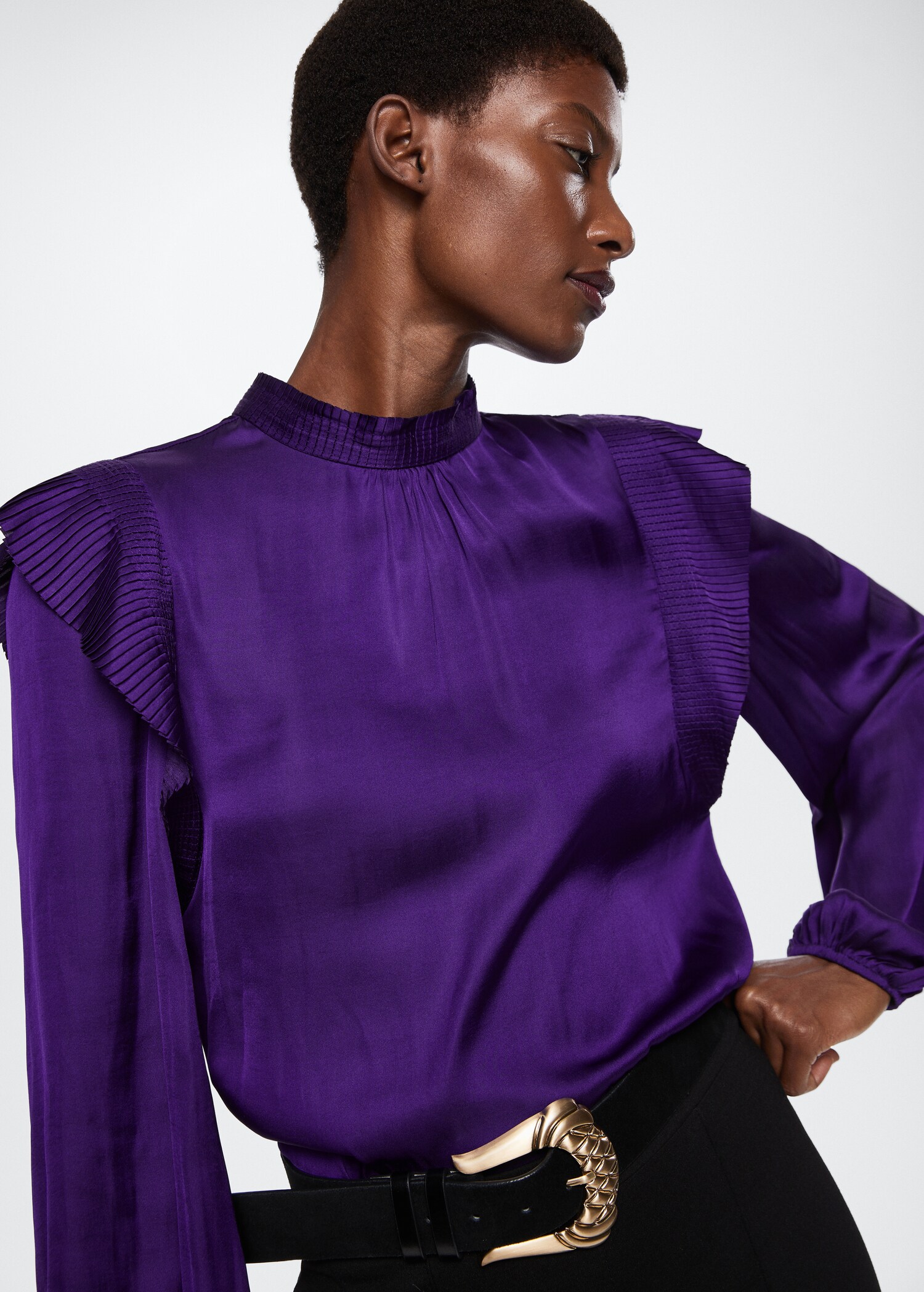 Ruffled satin blouse - Details of the article 2