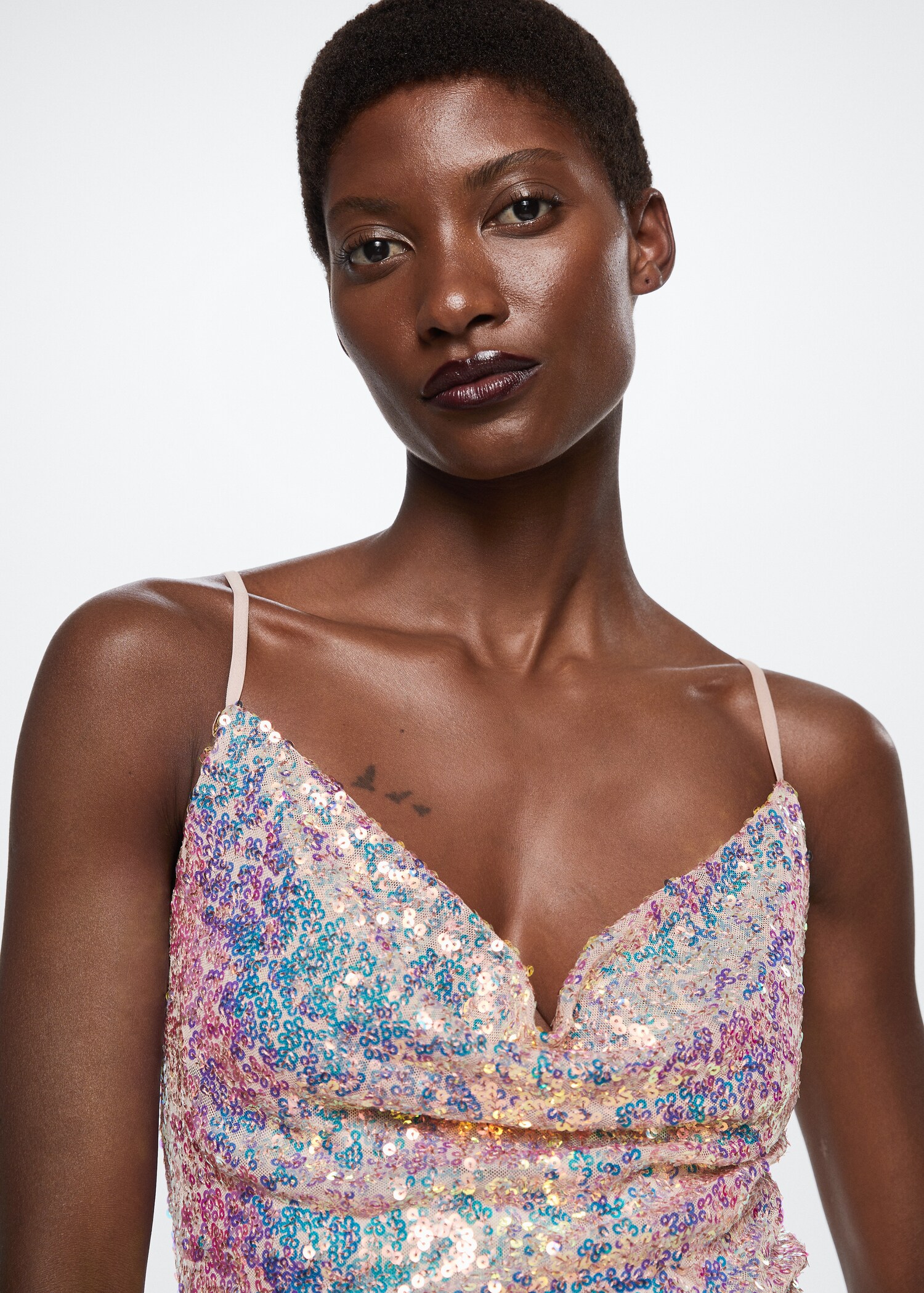 Robe courte à paillettes semi-transparente - Détail de l'article 1