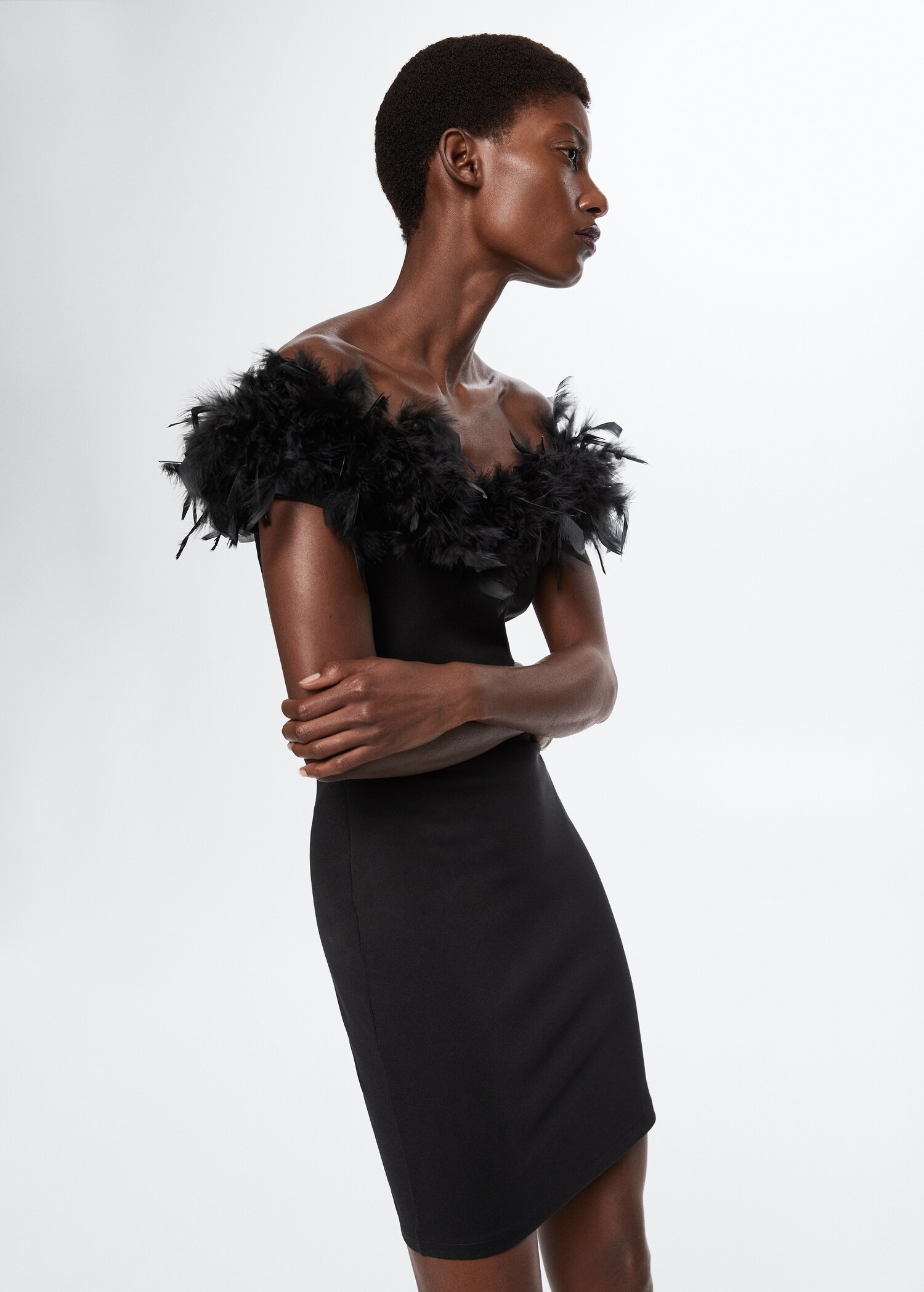 Feather-detail dress - Medium plane