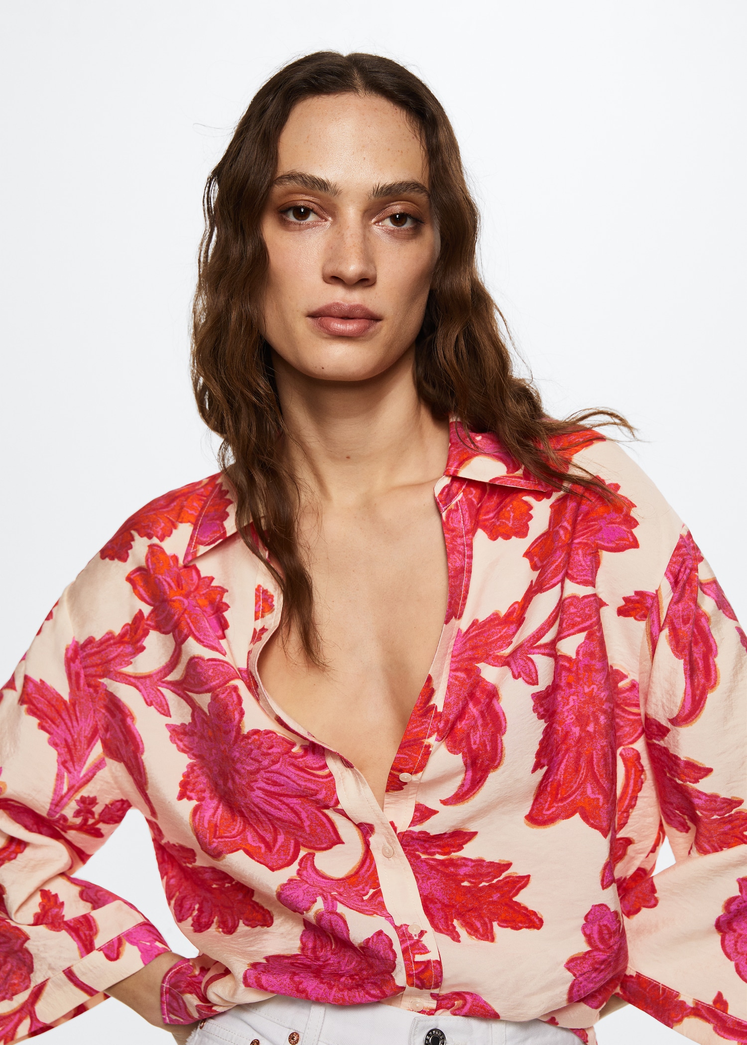 Fleurs Blouse Fleurie Rouge Blouse Top Fleuri Manche Longue BLOUSE