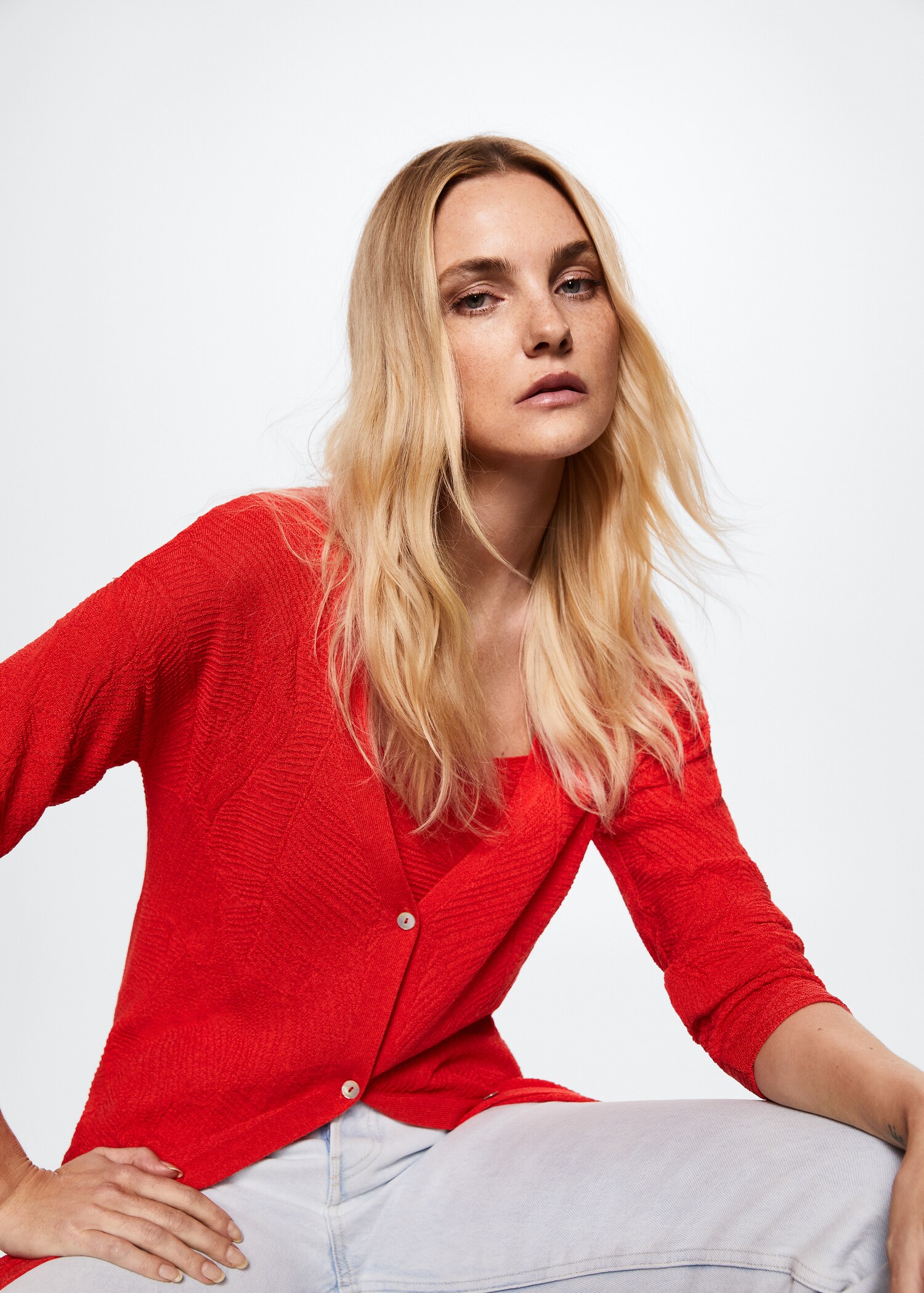 Textured long cardigan - Details of the article 1