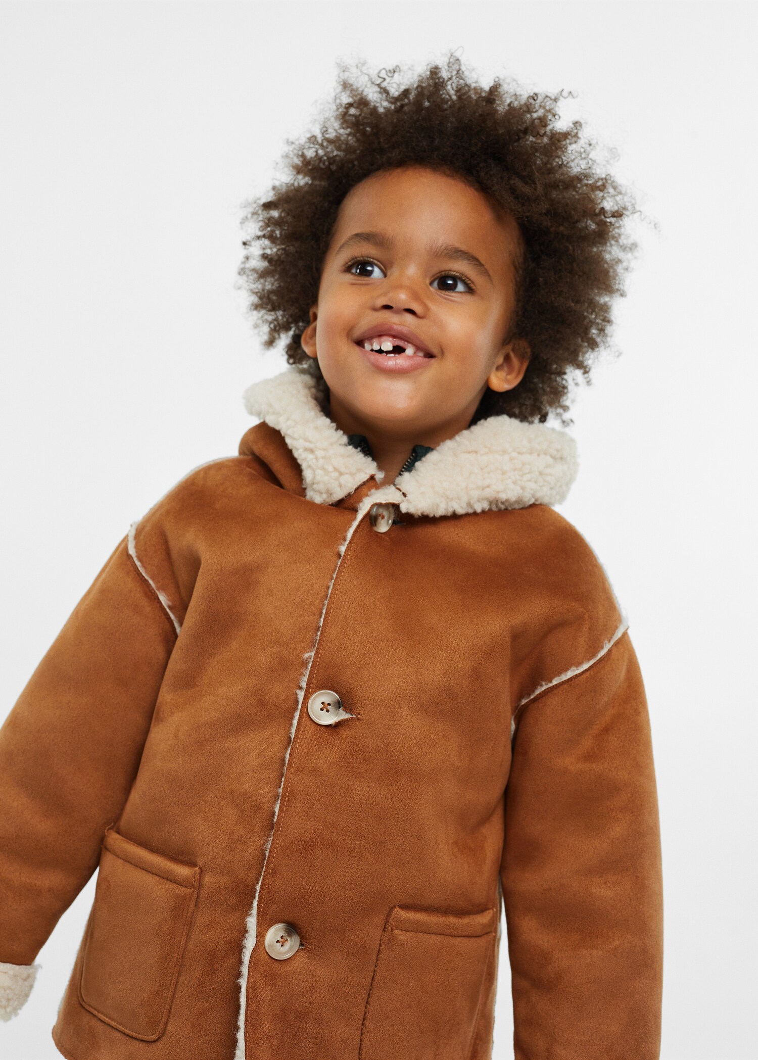 Faux-shearling suedette coat - Medium plane