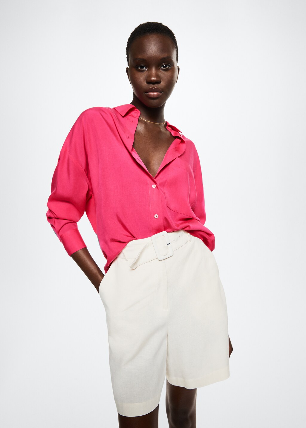 Chemise 100 Lyocell Femme MANGO France La Reunion