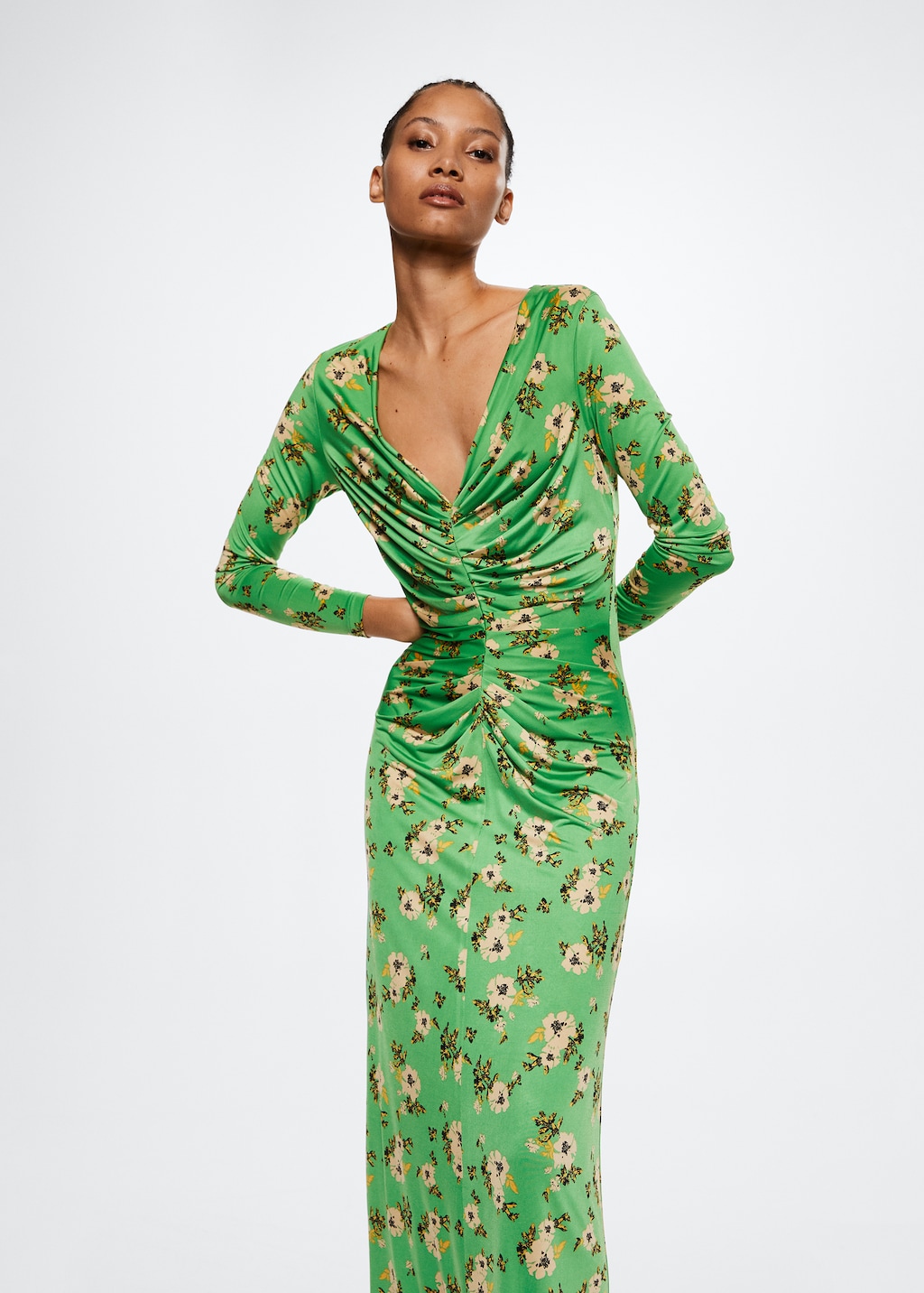 Robe mango verte fleurs hotsell