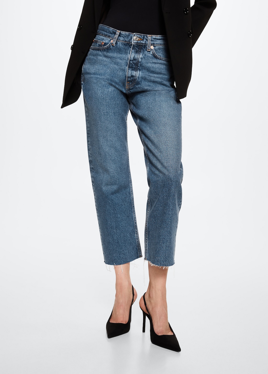 High waist cropped straight jeans Women MANGO Azerbaijan