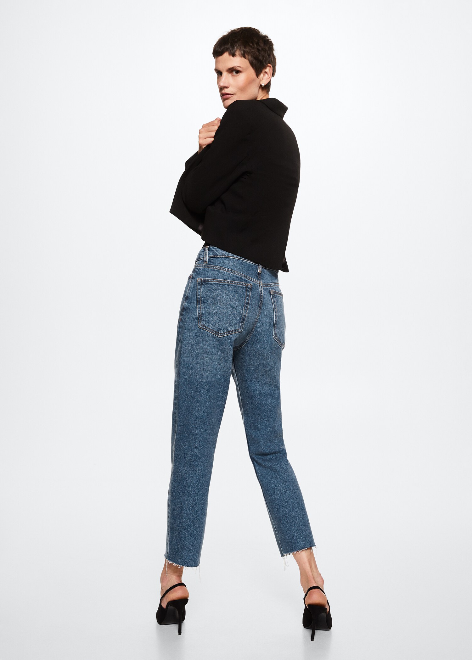 Jeans rectos tiro alto crop - Reverso del artículo