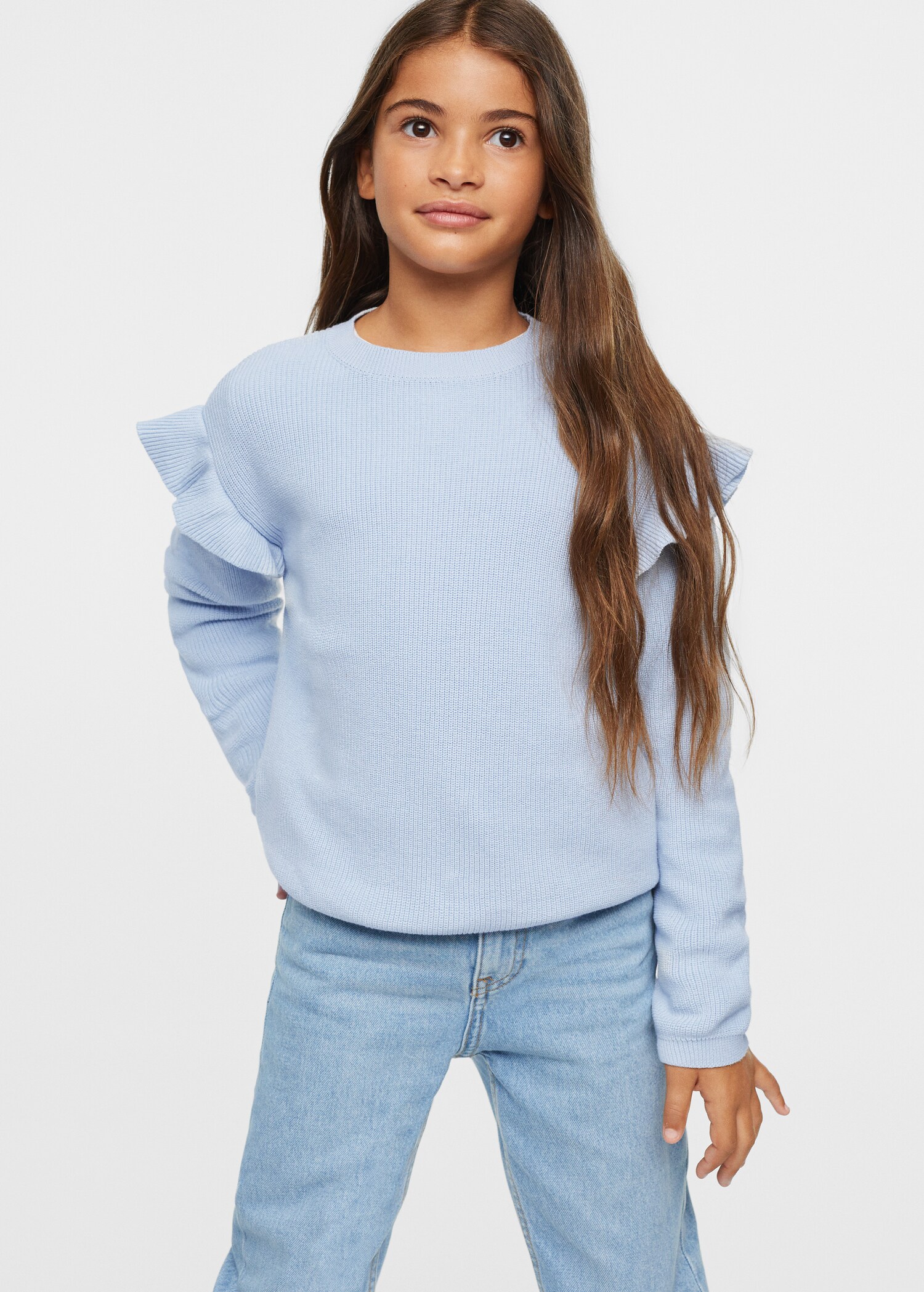 Ruffled cotton sweater - Medium plane