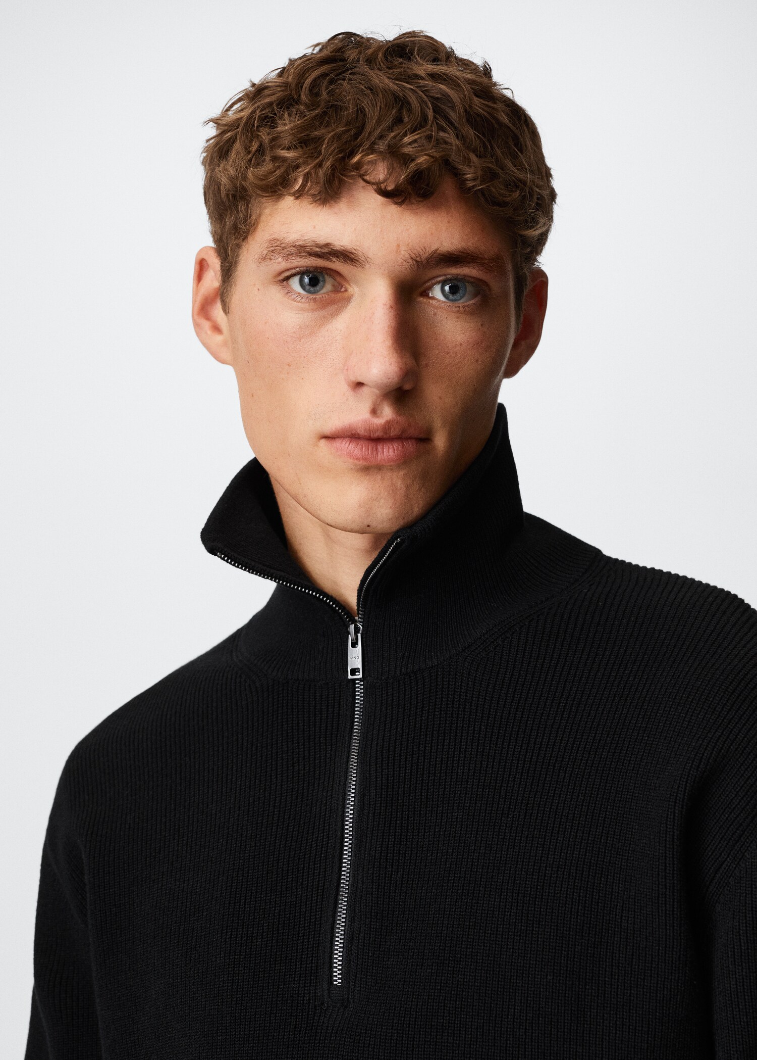 Structured sweater with zip neck  - Details of the article 1