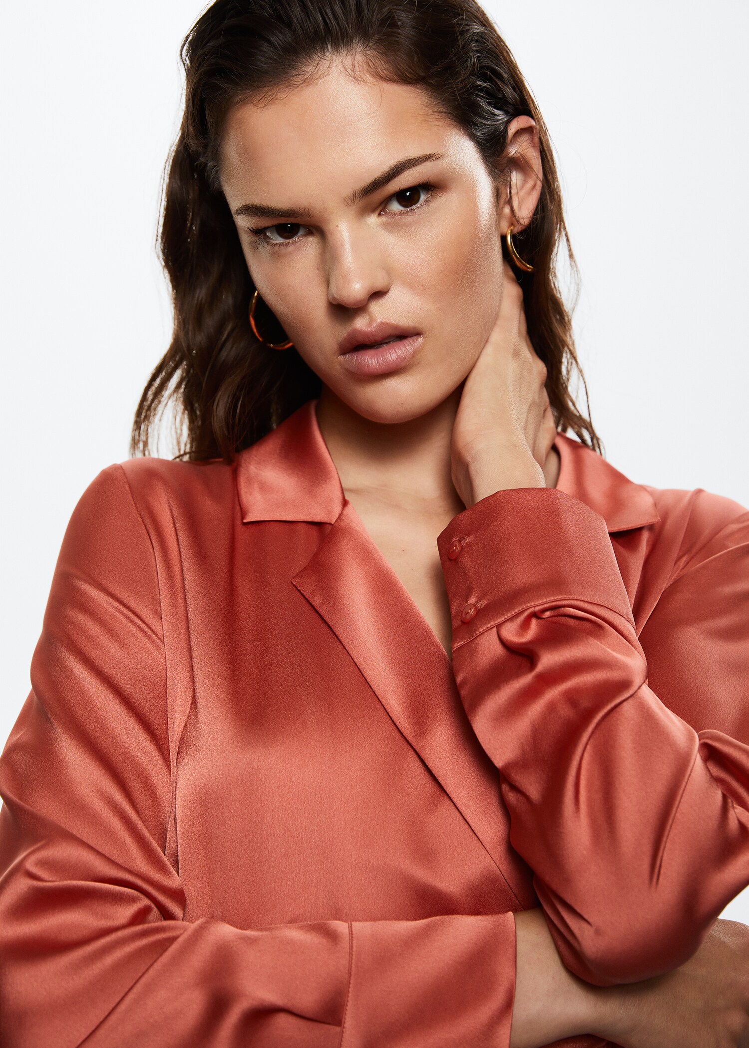 Pleated satin dress - Details of the article 1
