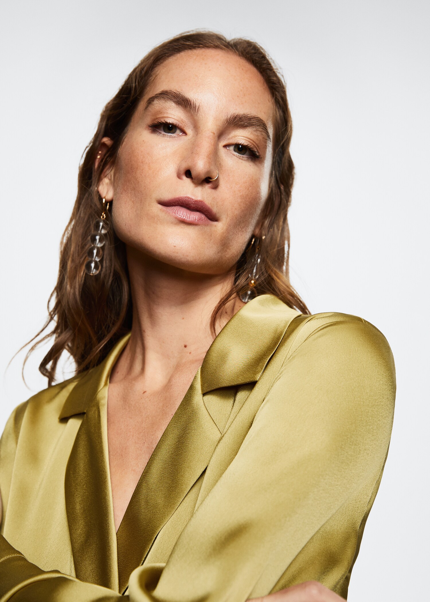 Pleated satin dress - Details of the article 1