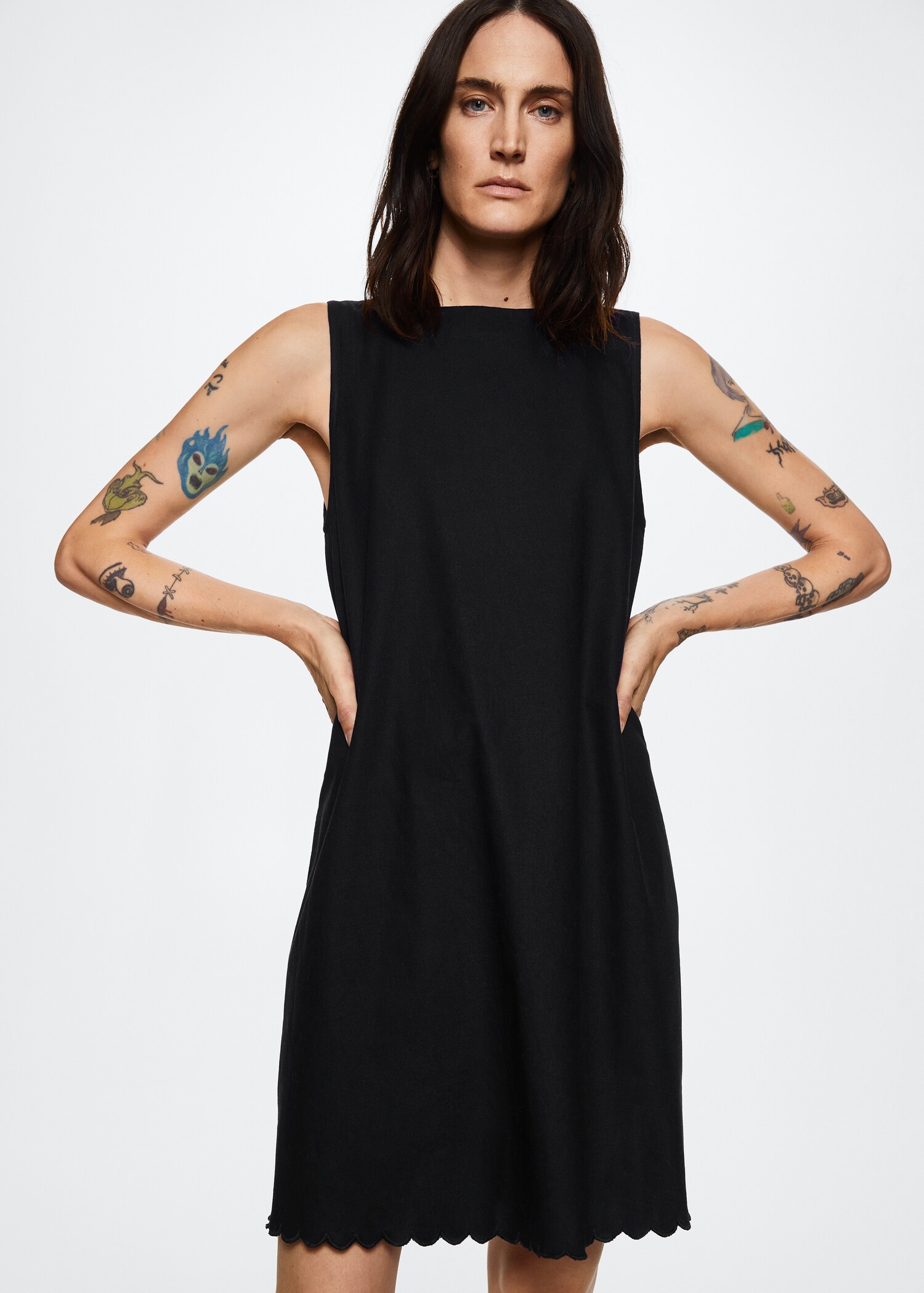 Vestido algodón lino - Plano medio