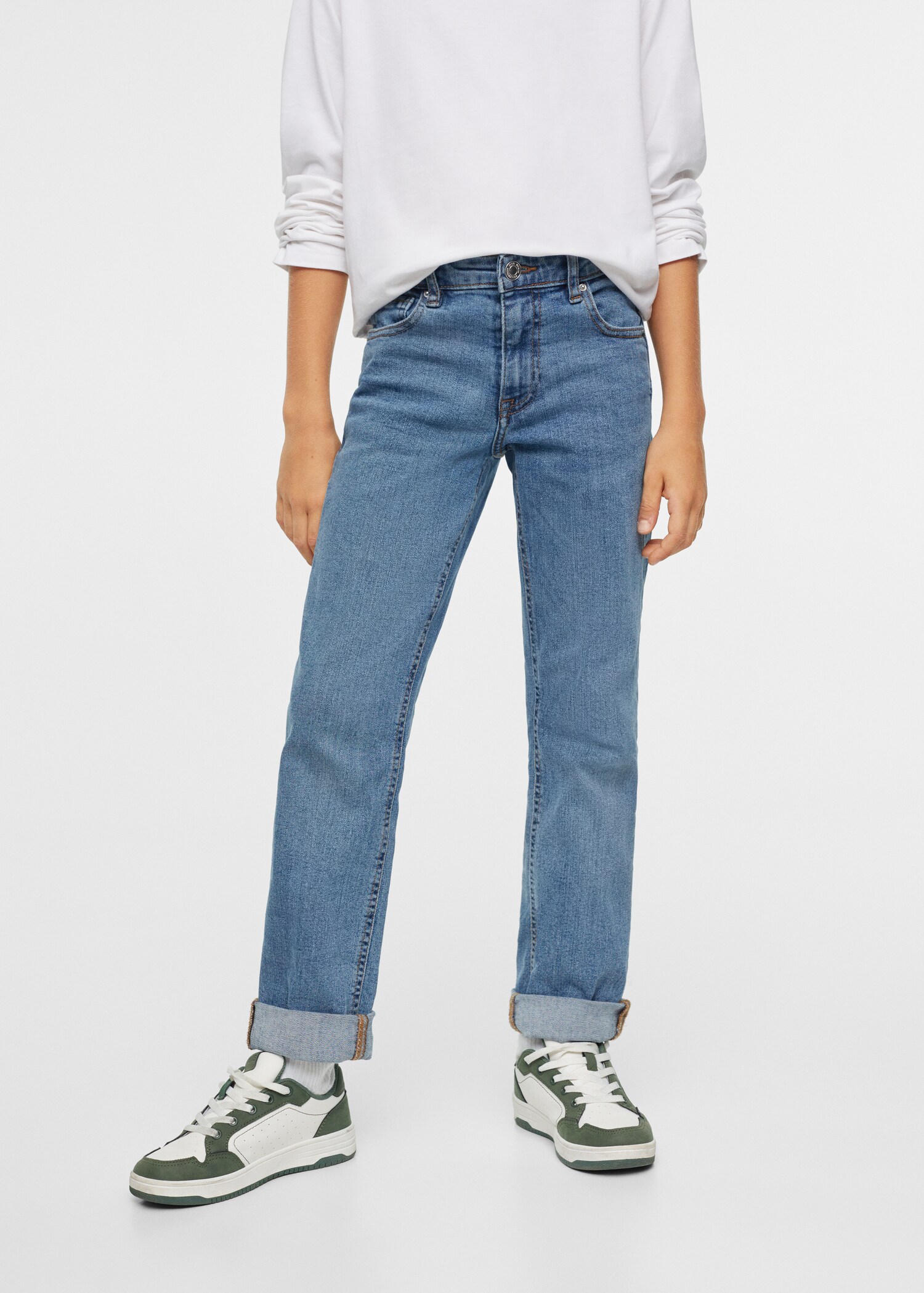 Jeans regular de base com dobra - Pormenor do artigo 1