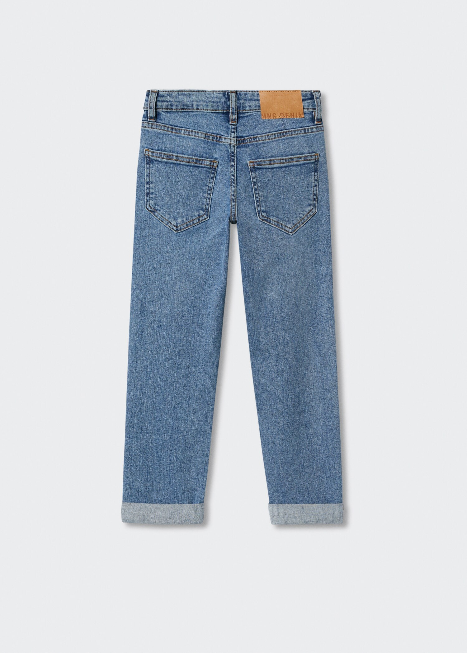 Jeans regular de base com dobra - Verso do artigo