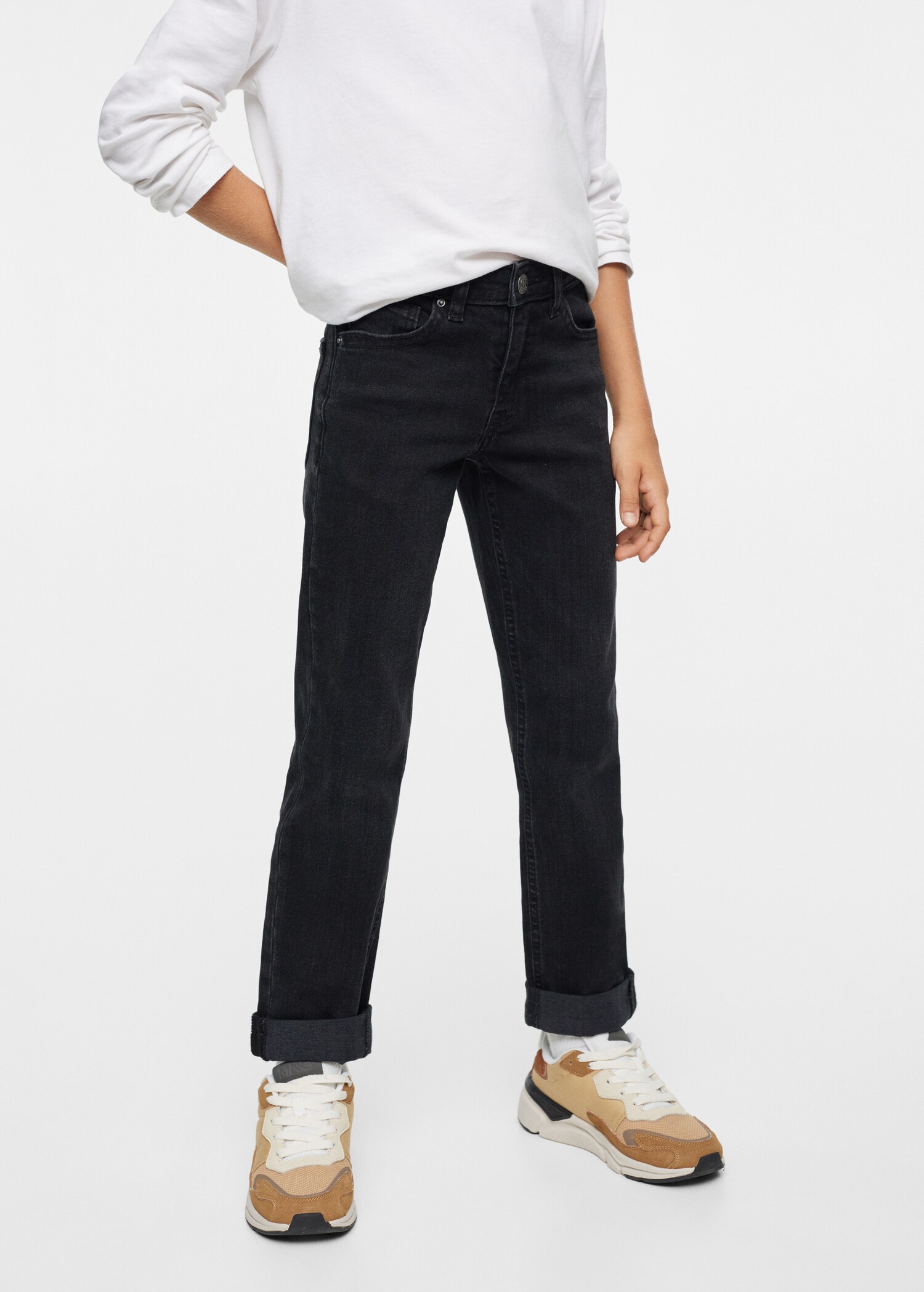 Jeans regular de base com dobra - Pormenor do artigo 1